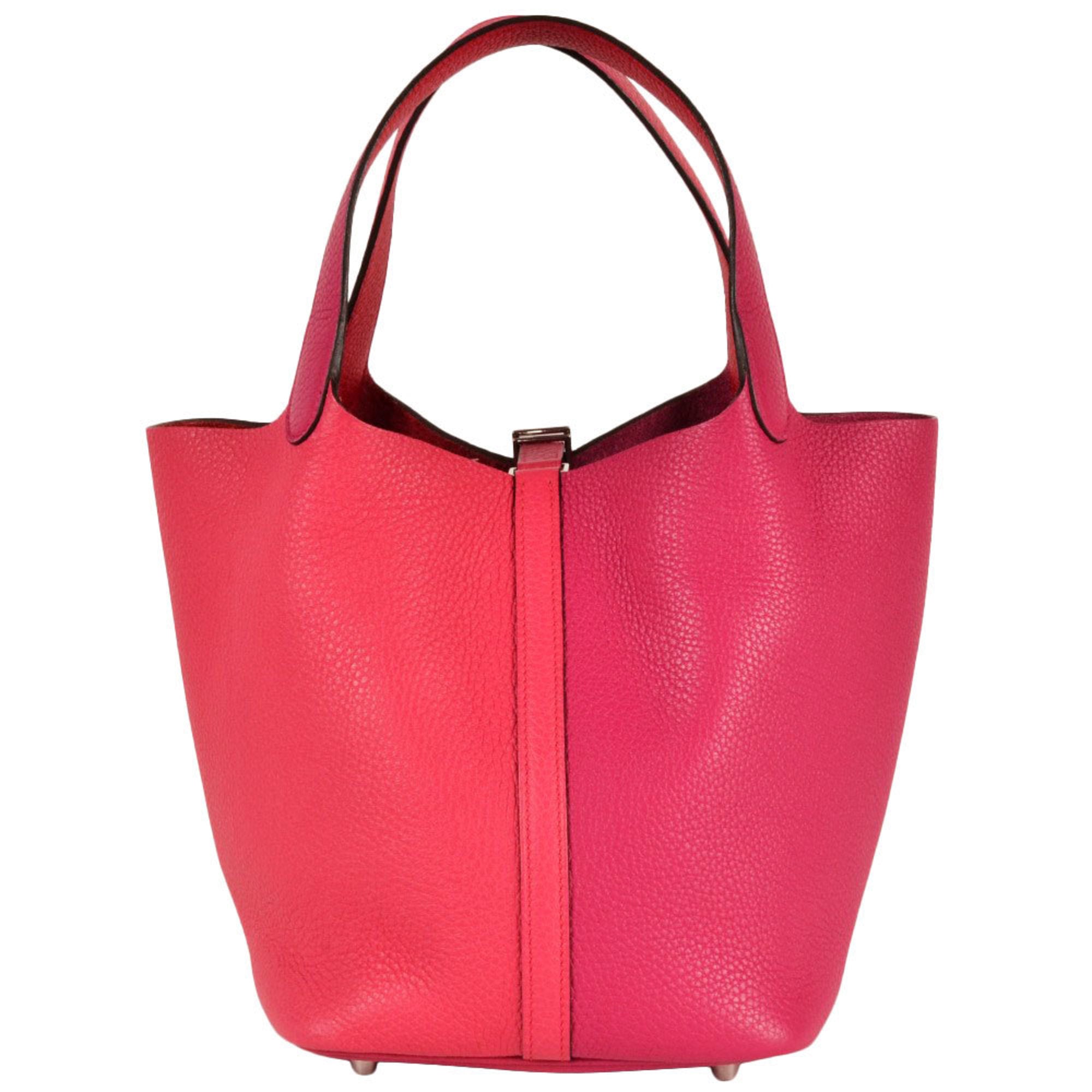 Hermes Picotin Red Color Taurillon Clemence Leather Handbag (Pre-Owned)