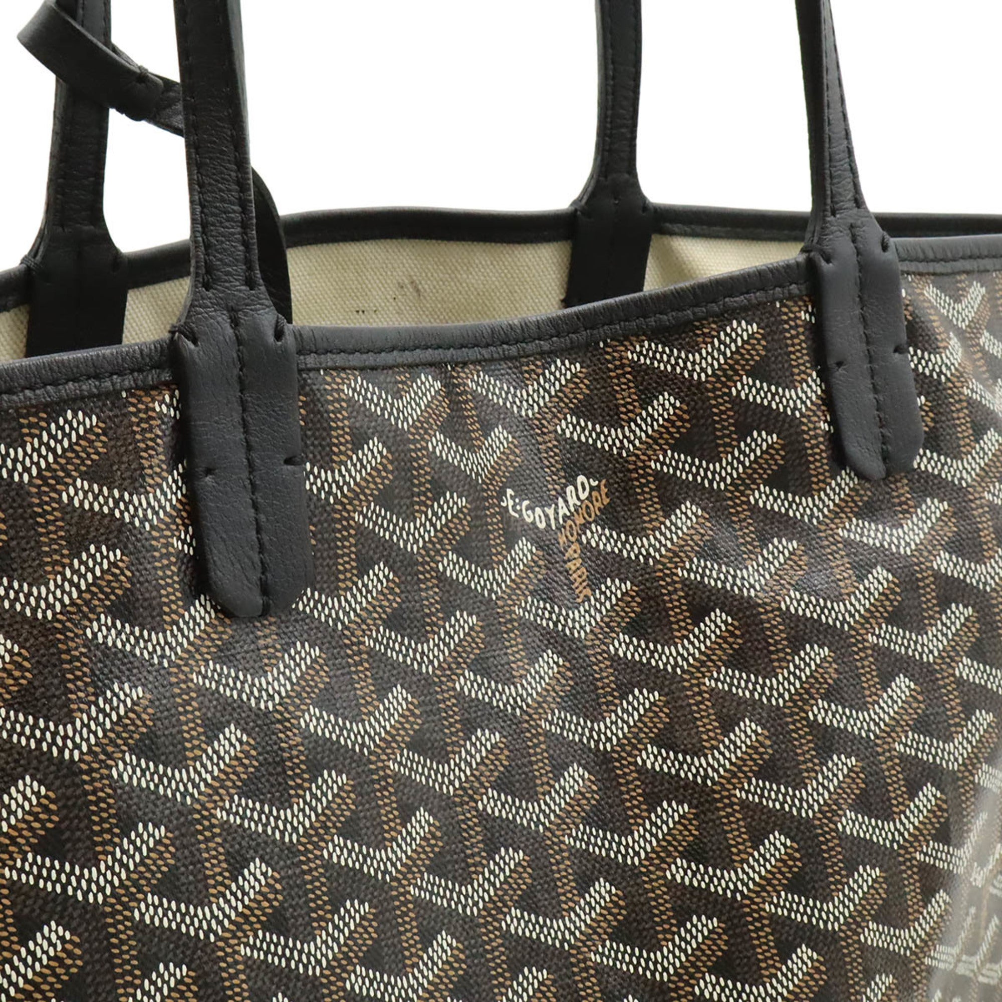 Goyard Black Brown White Coated Canvas Leather Shoulder Bag Tote Bag (Pre-Owned)