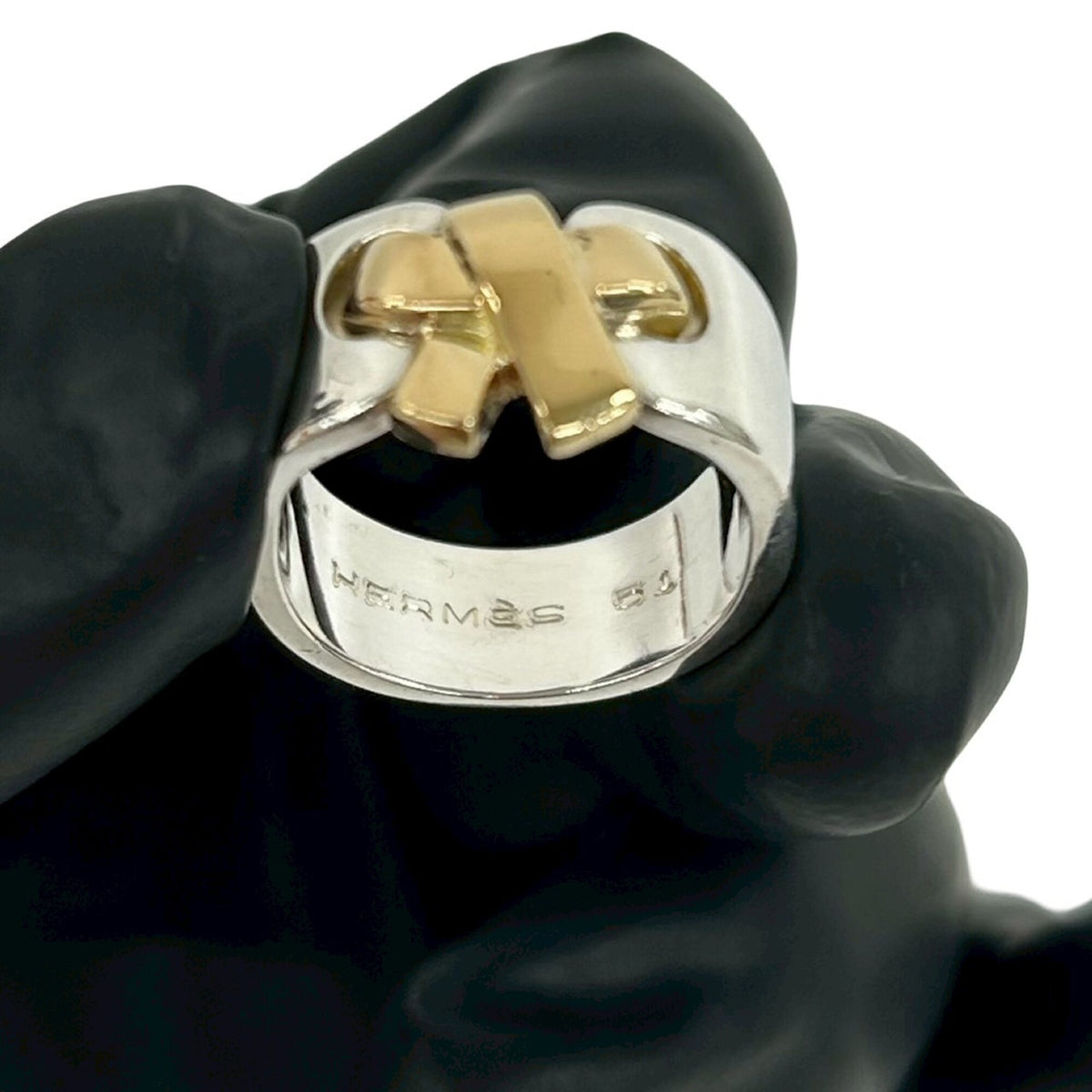 Hermes Gold Silver Yellow Gold (18K) Silver 925 Band Ring (Pre-Owned)