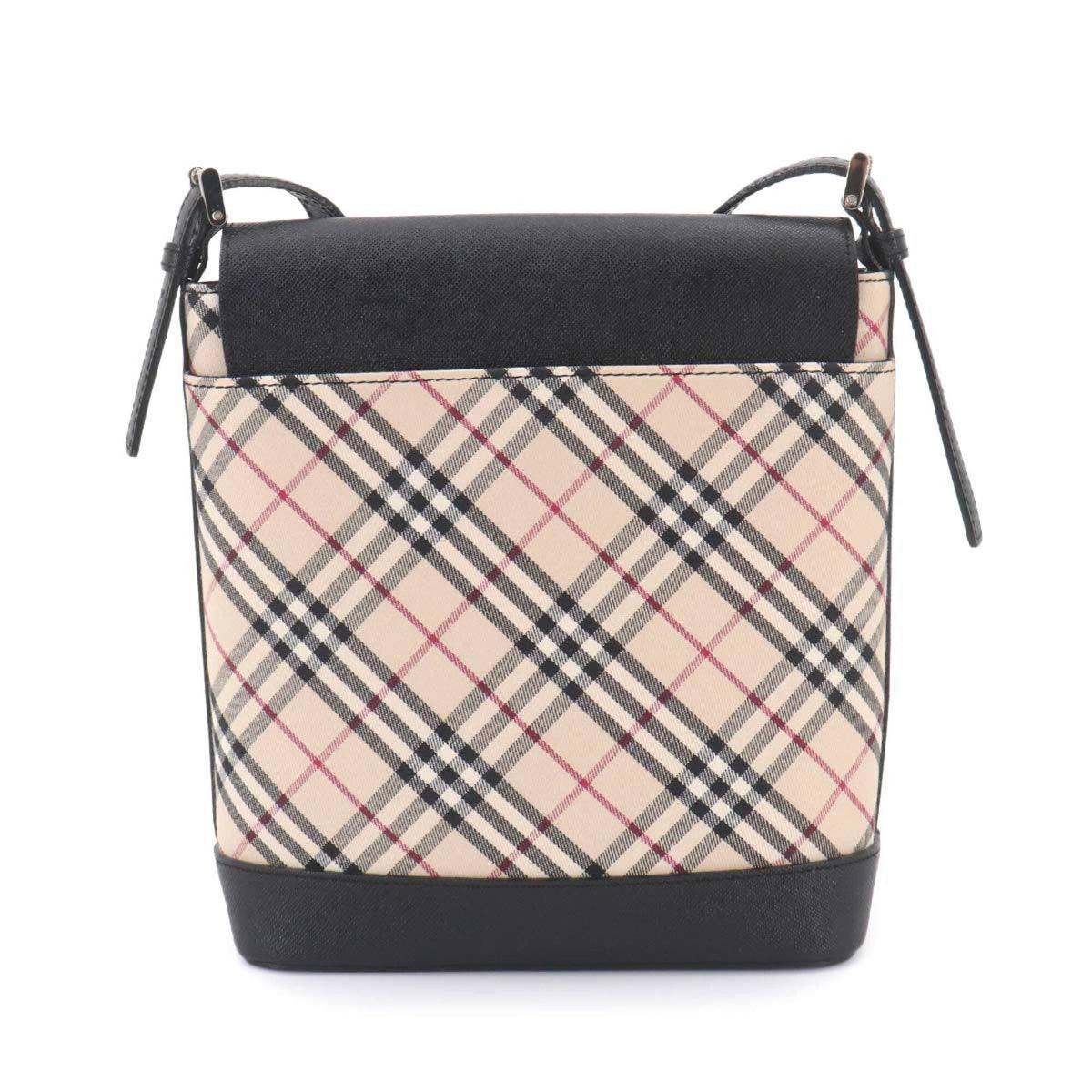 Burberry Beige Black Canvas Leather Handbag Shoulder Bag (Pre-Owned)