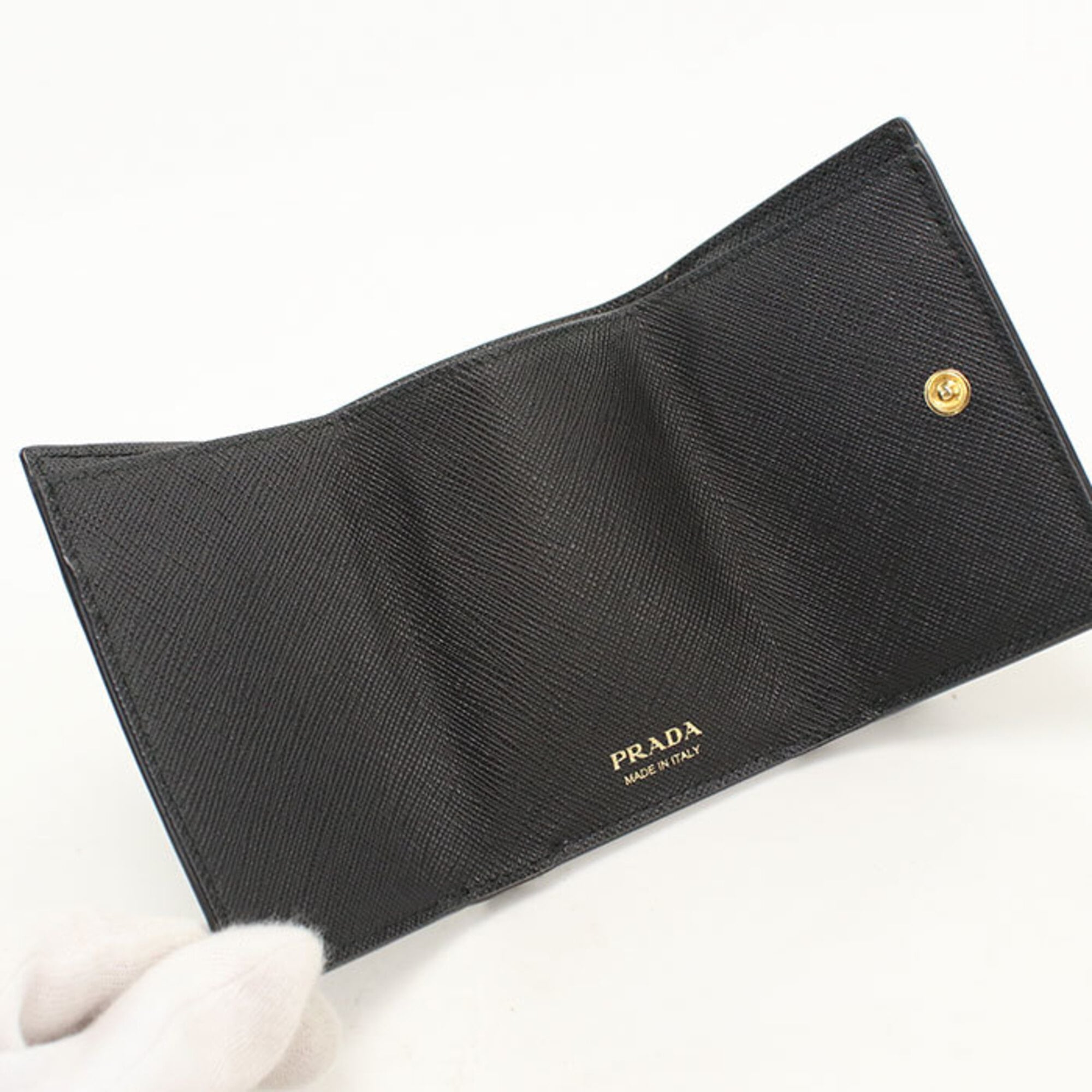 Prada Black Leather Wallet (Tri-Fold) (Pre-Owned)
