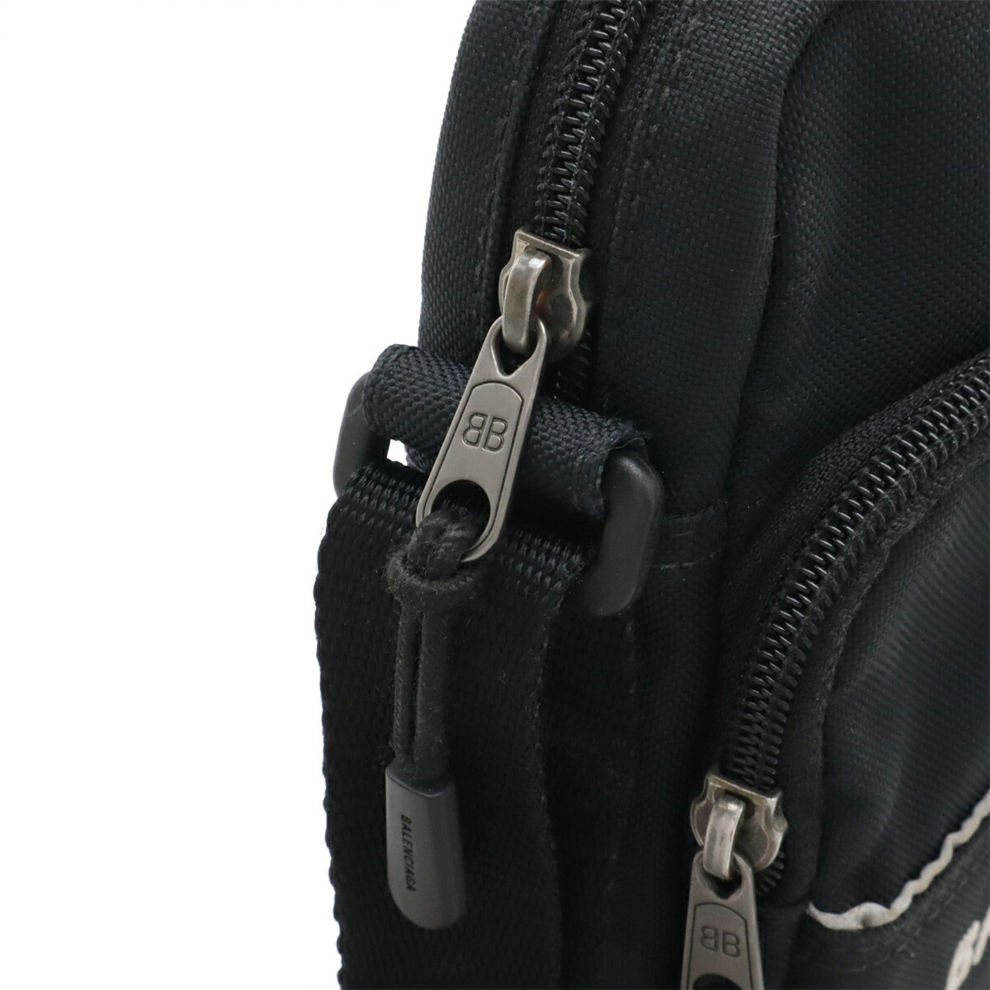 Balenciaga Black White Nylon Canvas Handbag Pochette Shoulder Bag (Pre-Owned)
