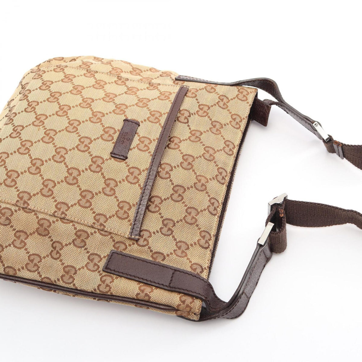 Gucci Beige Brown Canvas Leather Handbag Shoulder Bag (Pre-Owned)