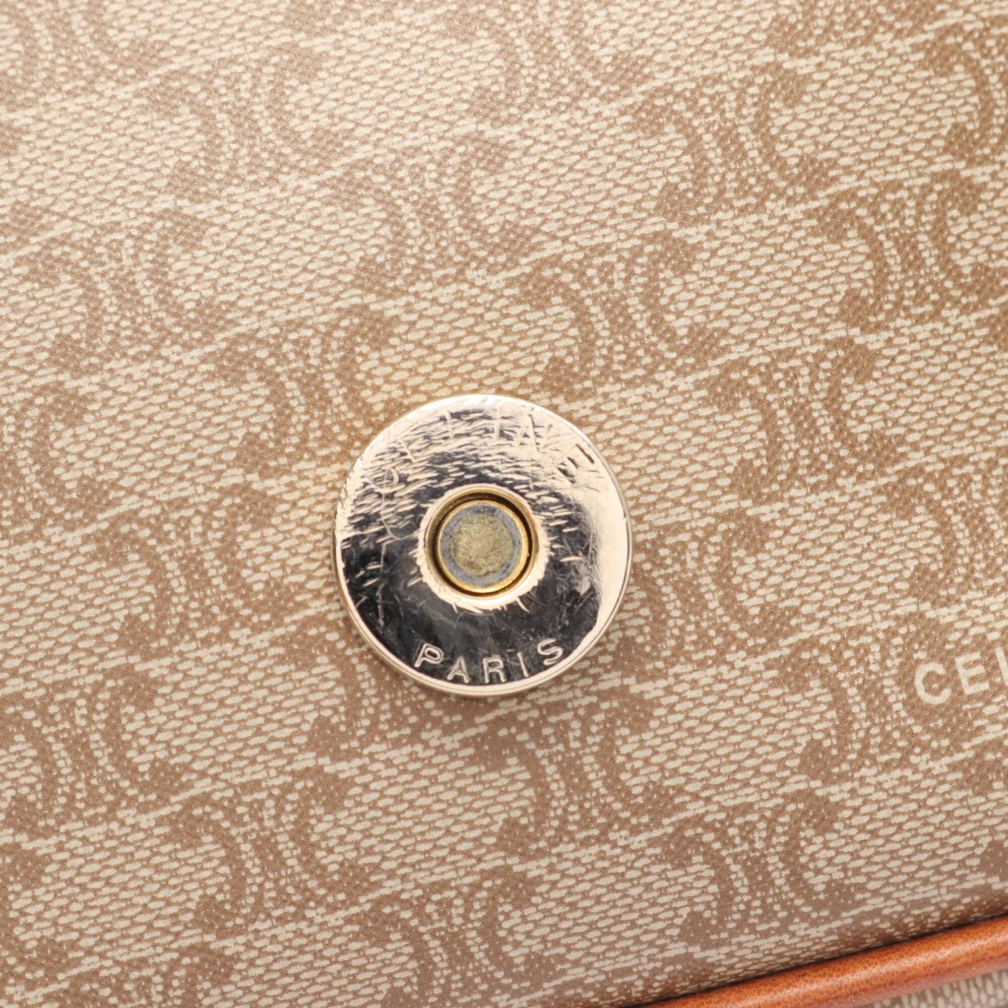 Celine Macadam Beige Brown Coated Canvas Handbag Shoulder Bag (Pre-Owned)