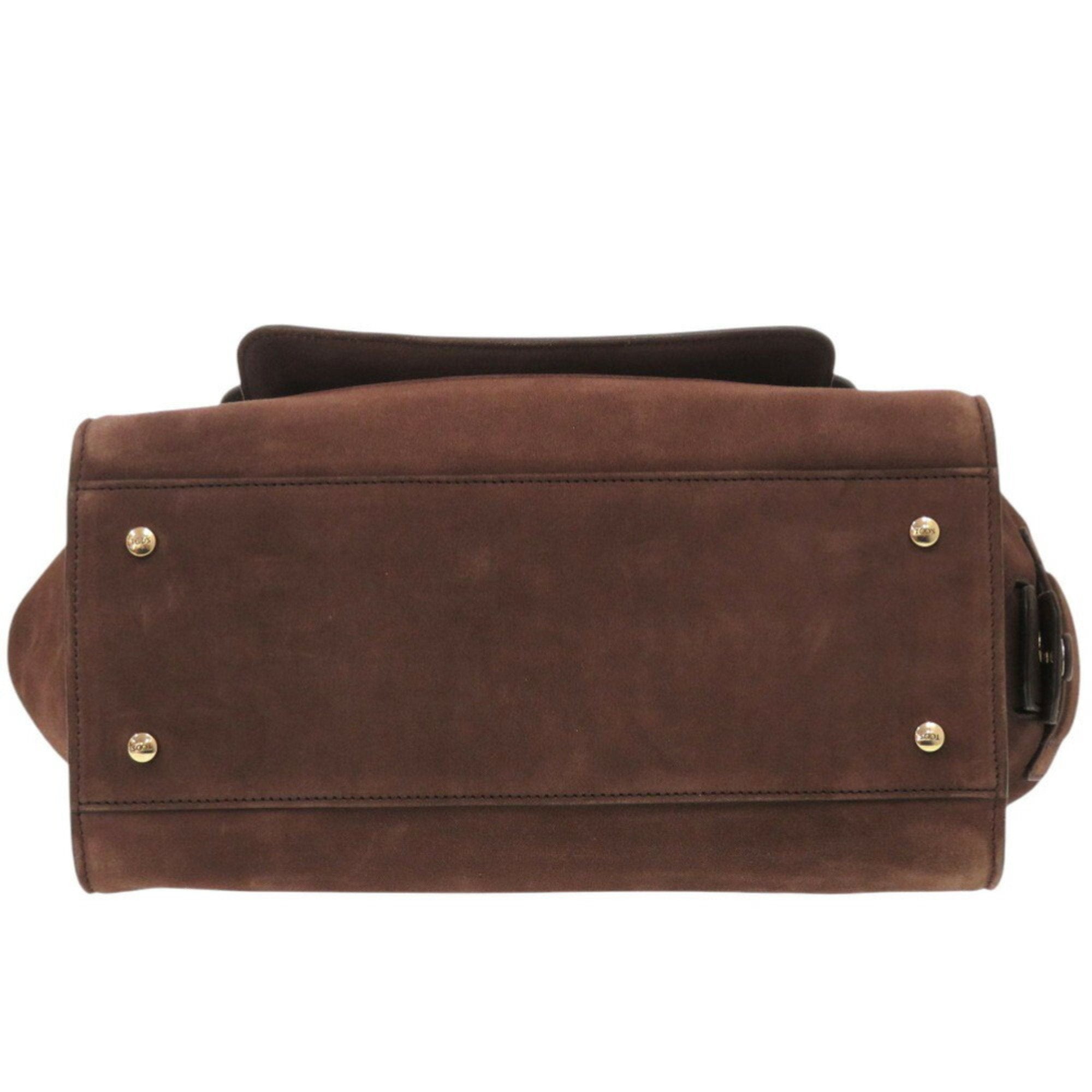Tod's Brown Suede Leather Handbag Shoulder Bag (Pre-Owned)