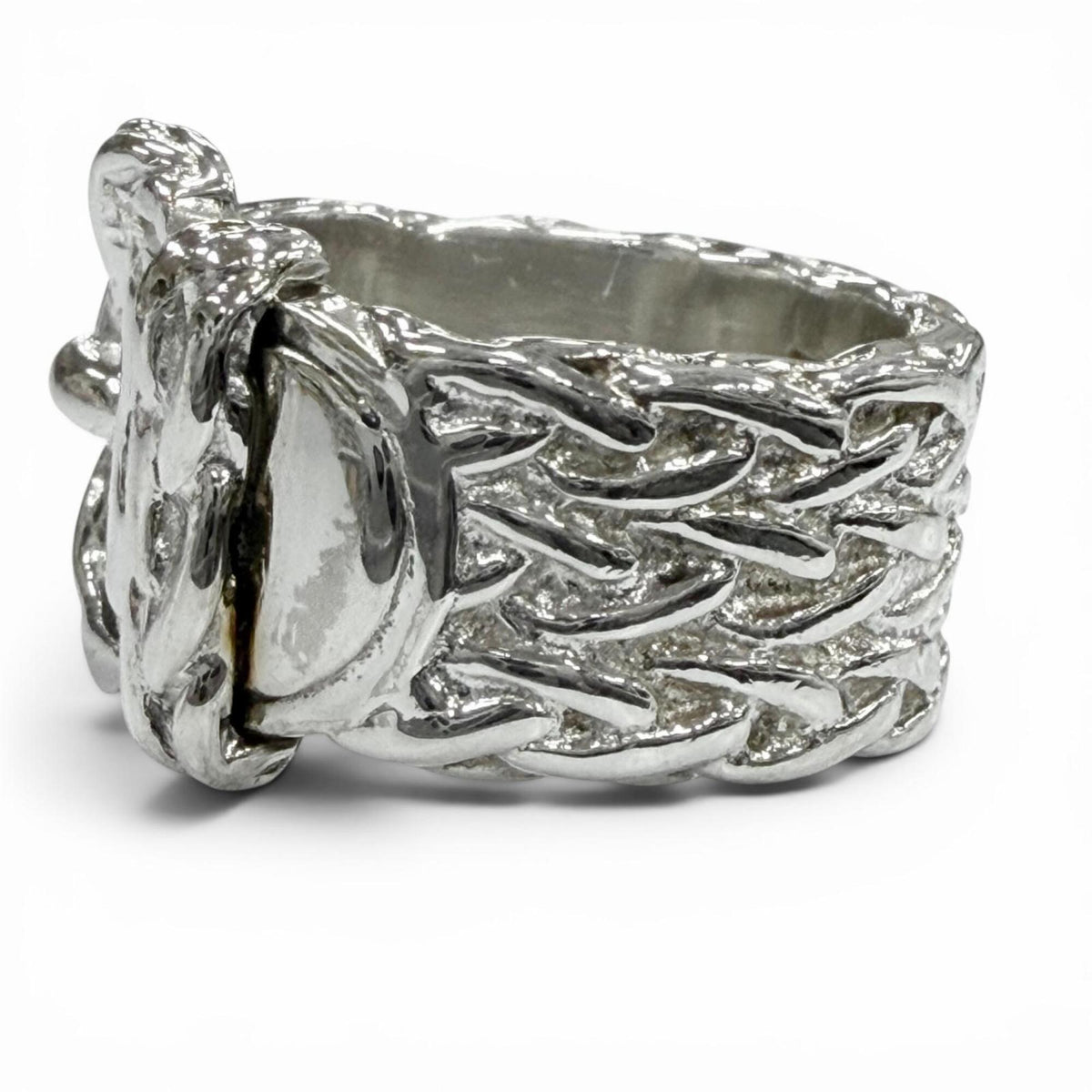 Hermes Silver Silver 925 Band Ring (Pre-Owned)