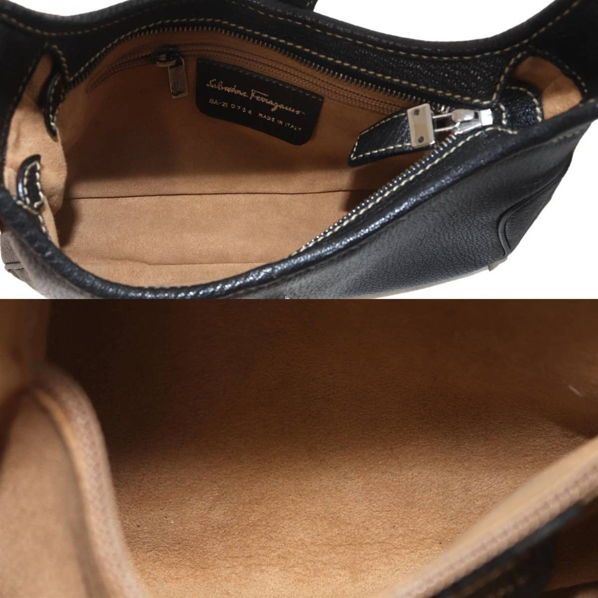 Salvatore Ferragamo Black Leather Shoulder Bag (Pre-Owned)