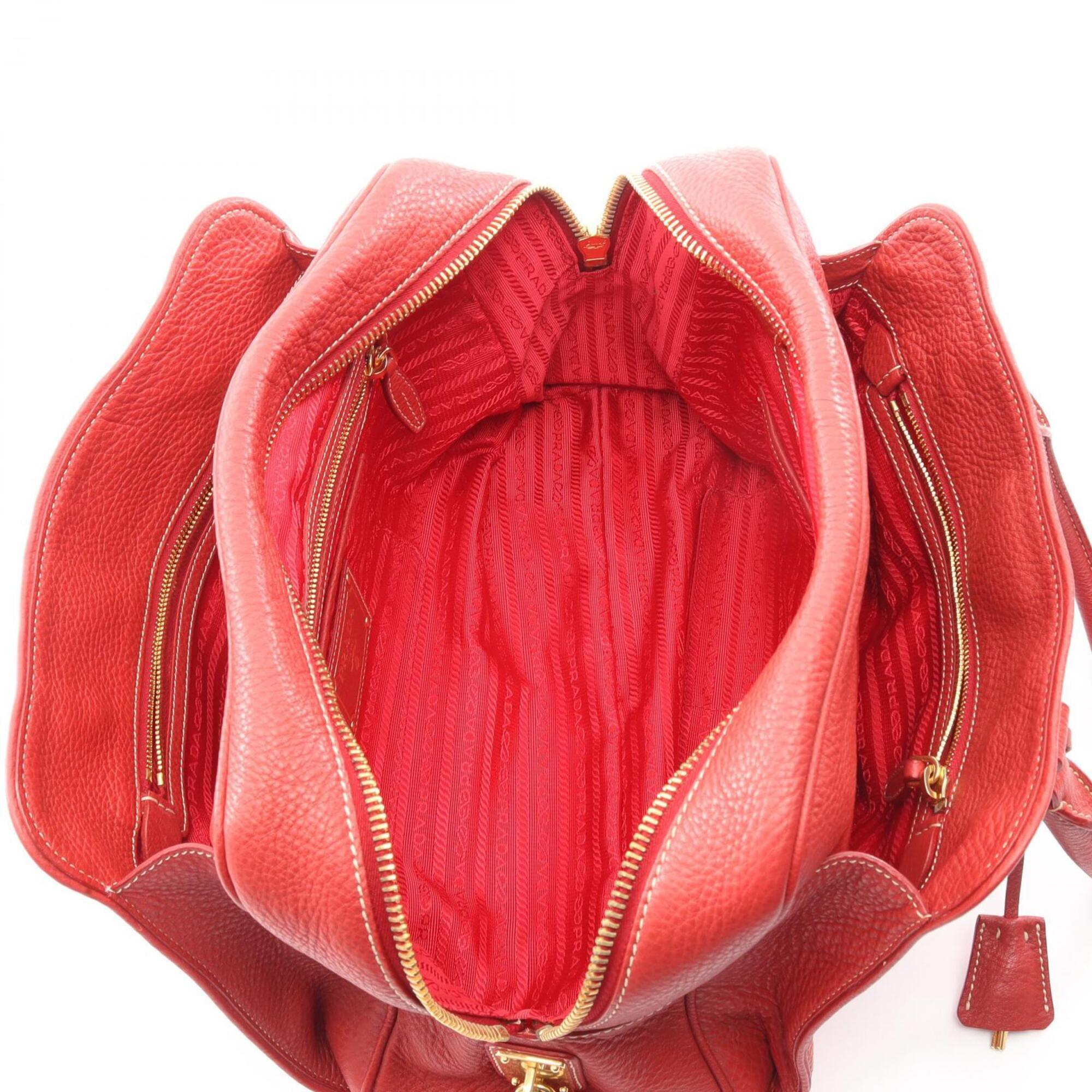 Prada Red Color Leather Handbag (Pre-Owned)