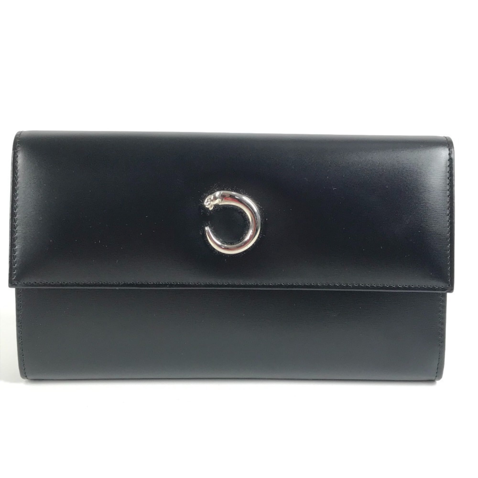 Cartier Black Leather Long Wallet (Bi-Fold) (Pre-Owned)