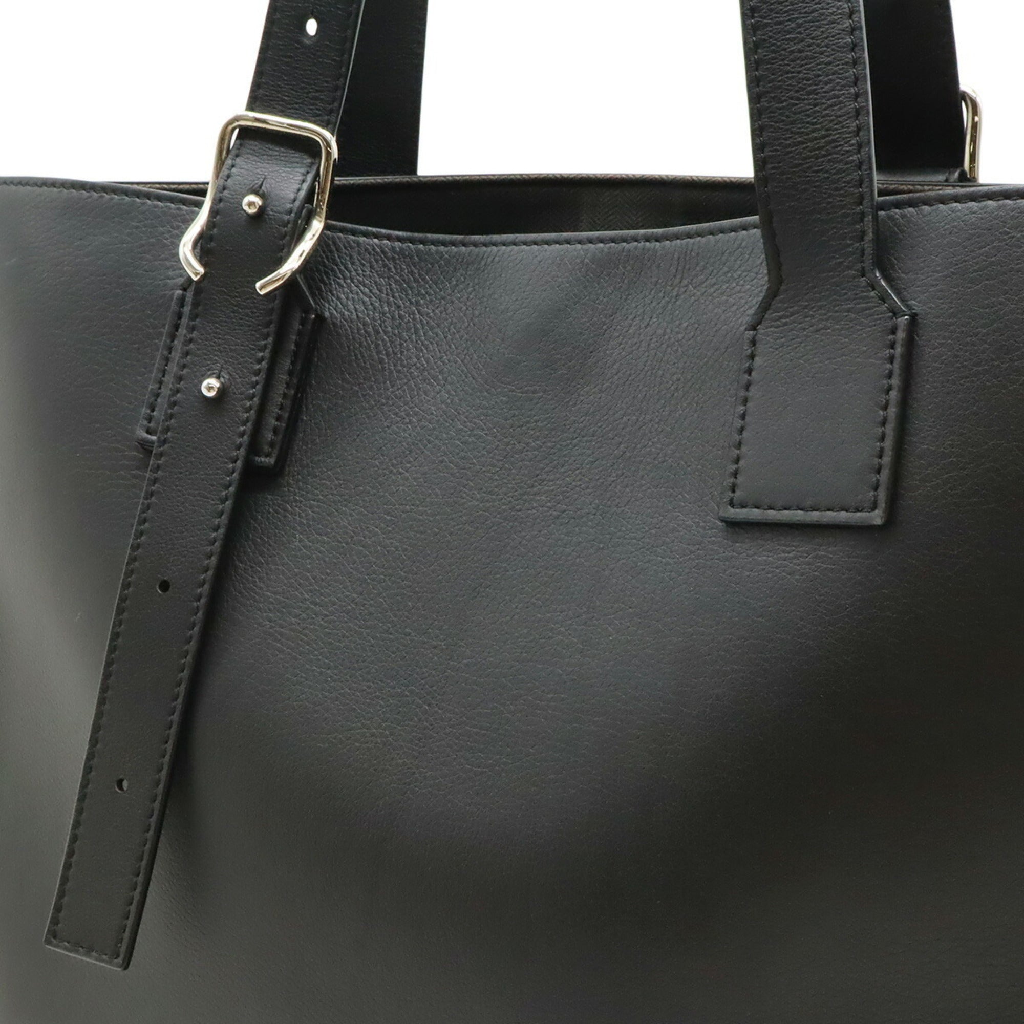 Loewe Black White Leather Shoulder Bag Tote Bag (Pre-Owned)