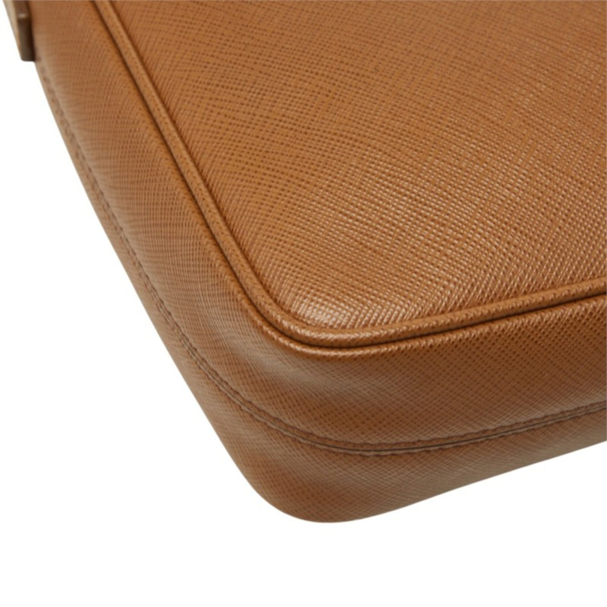 Prada Saffiano Brown Leather Shoulder Bag (Pre-Owned)