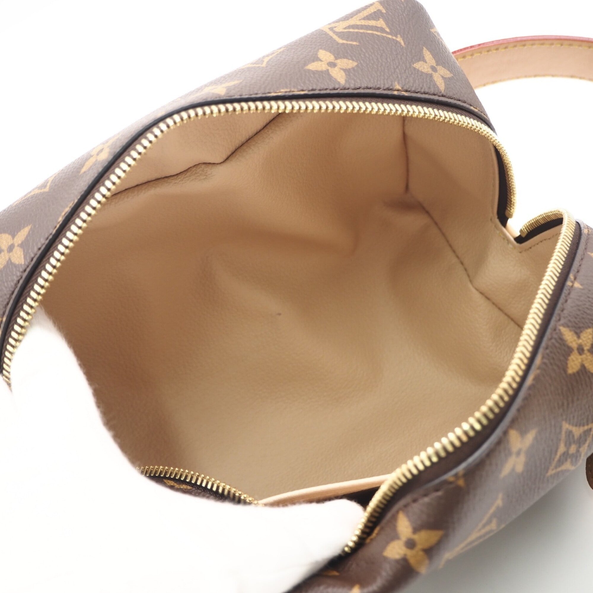 Louis Vuitton Monogram Beige Brown Coated Canvas Leather Clutch Bag (Pre-Owned)