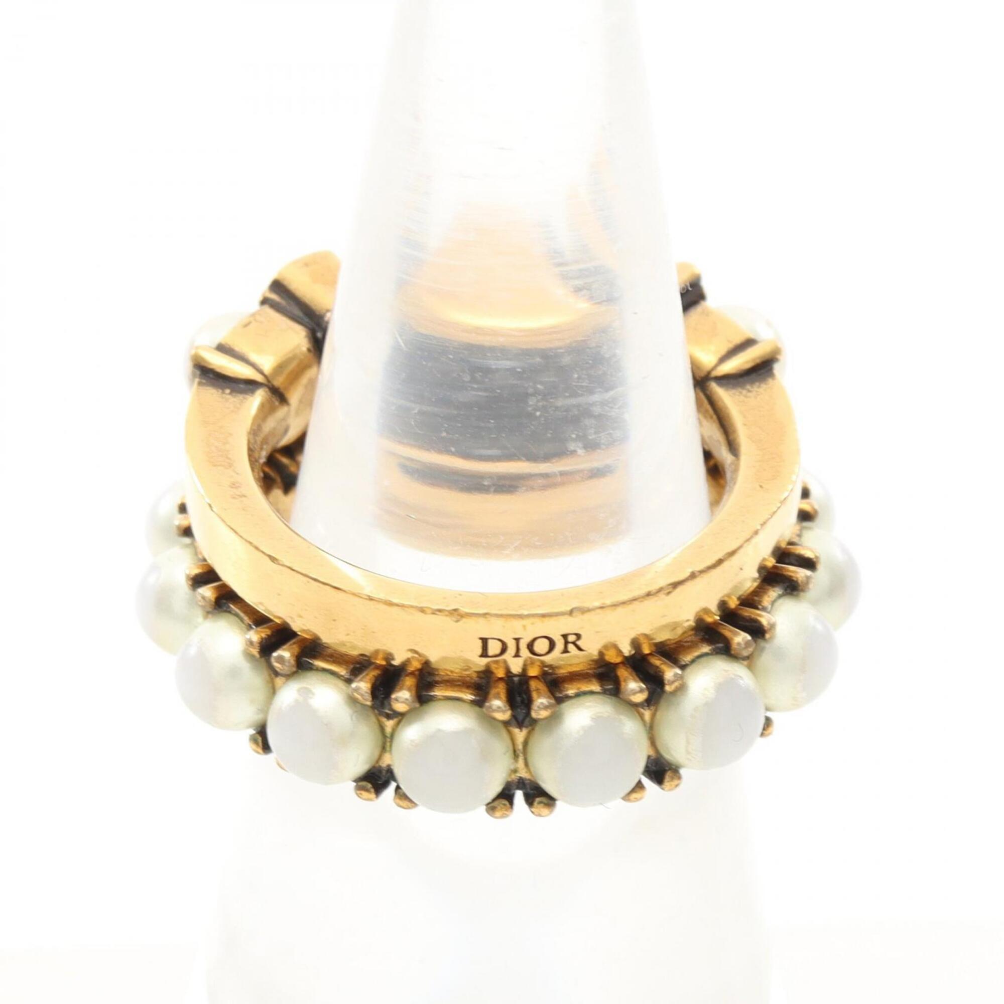 Christian Dior Gold White Gold Plating Band Ring (Pre-Owned)