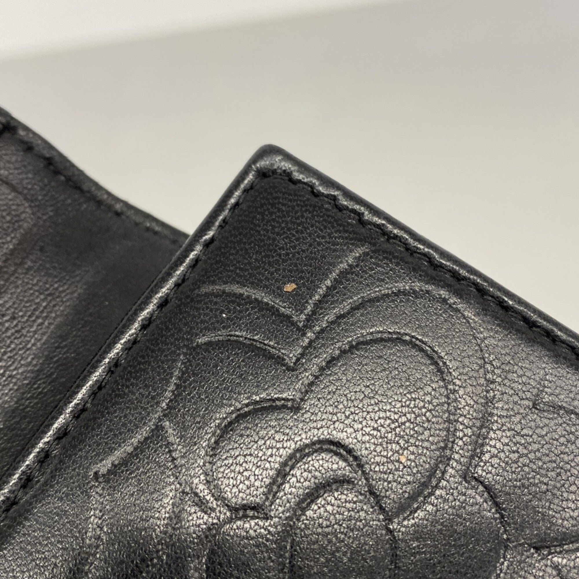 Chanel Black Leather Wallet (Tri-Fold) (Pre-Owned)