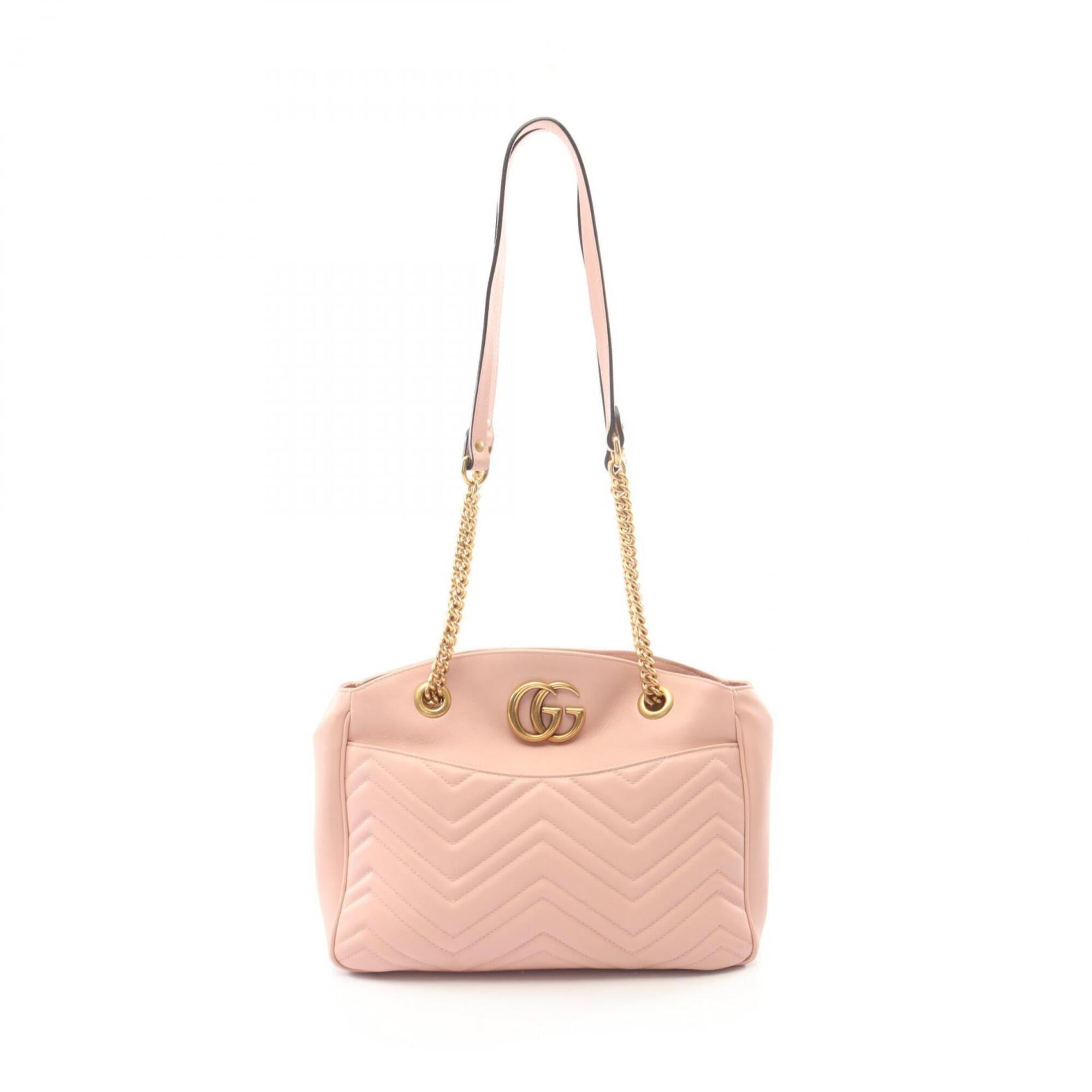 Gucci Gg Marmont Pink Leather Handbag Shoulder Bag (Pre-Owned)