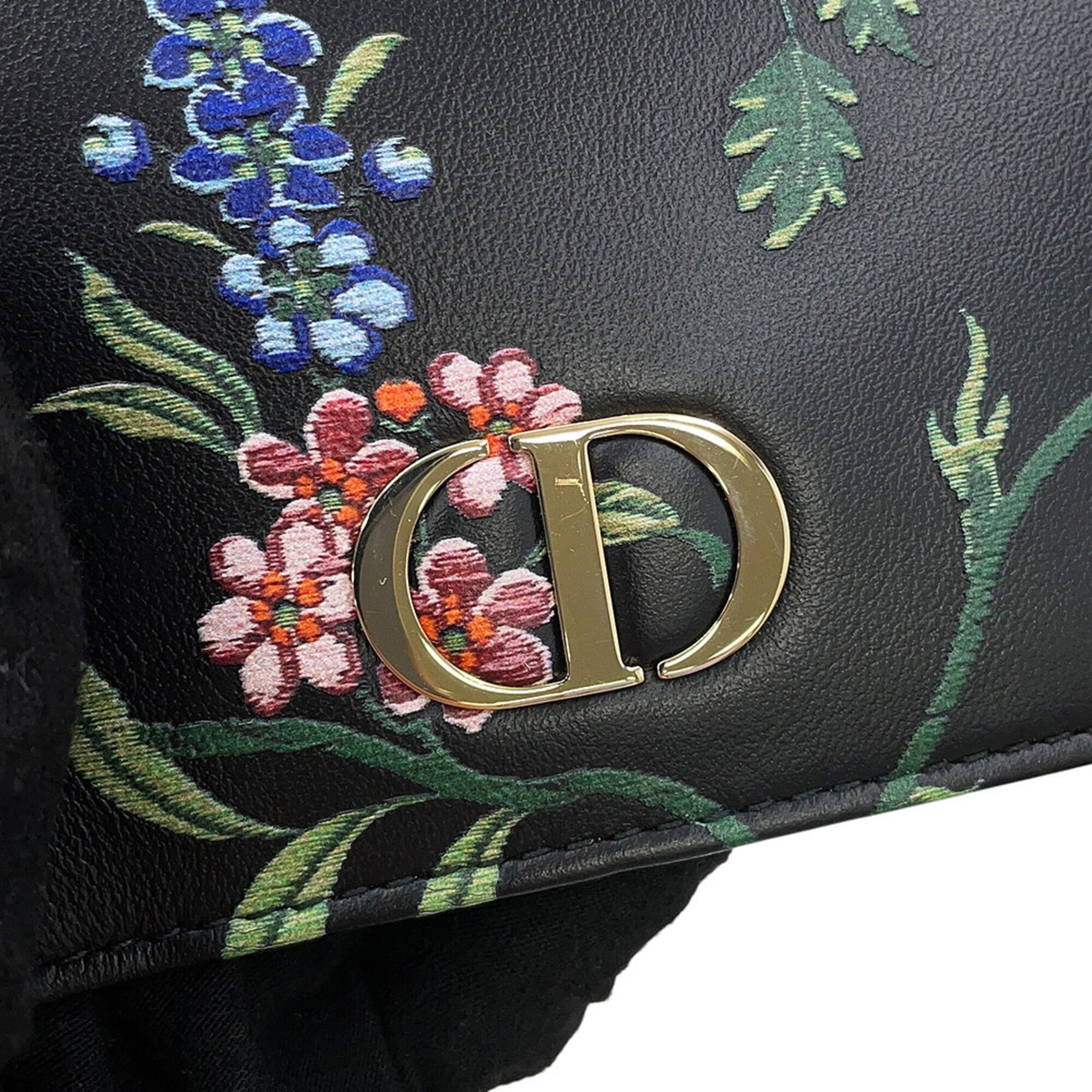 Christian Dior Black Multi-Color Leather Chain/Shoulder Wallet (Pre-Owned)