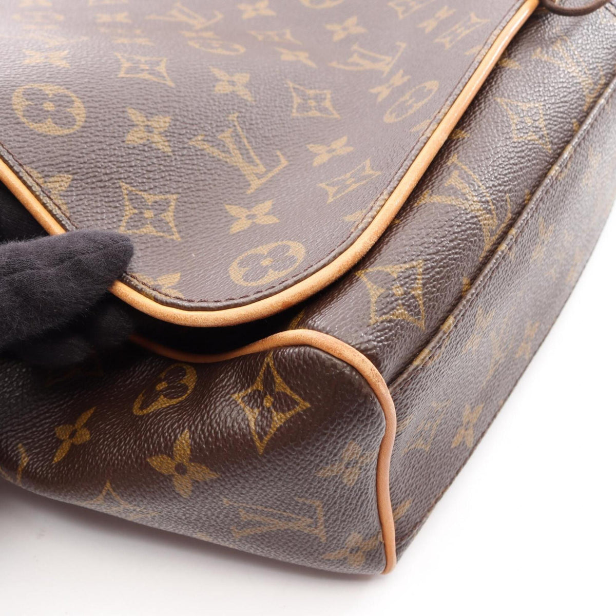 Louis Vuitton Brown Leather Coated Canvas Handbag Shoulder Bag (Pre-Owned)