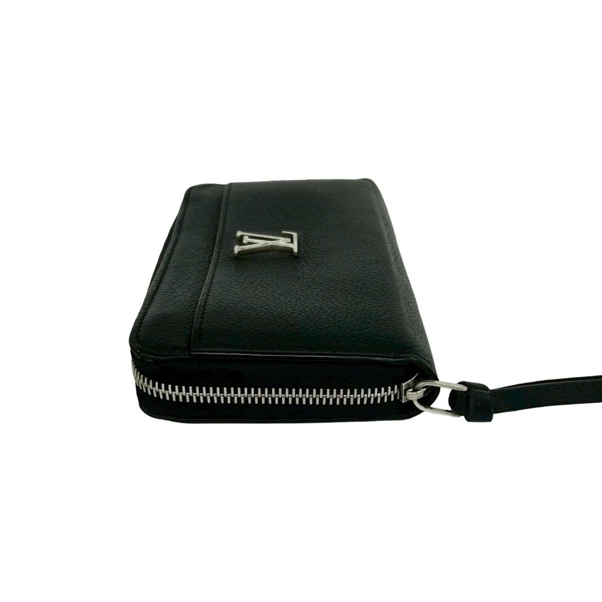 Louis Vuitton Black Leather Long Wallet (Bi-Fold) (Pre-Owned)
