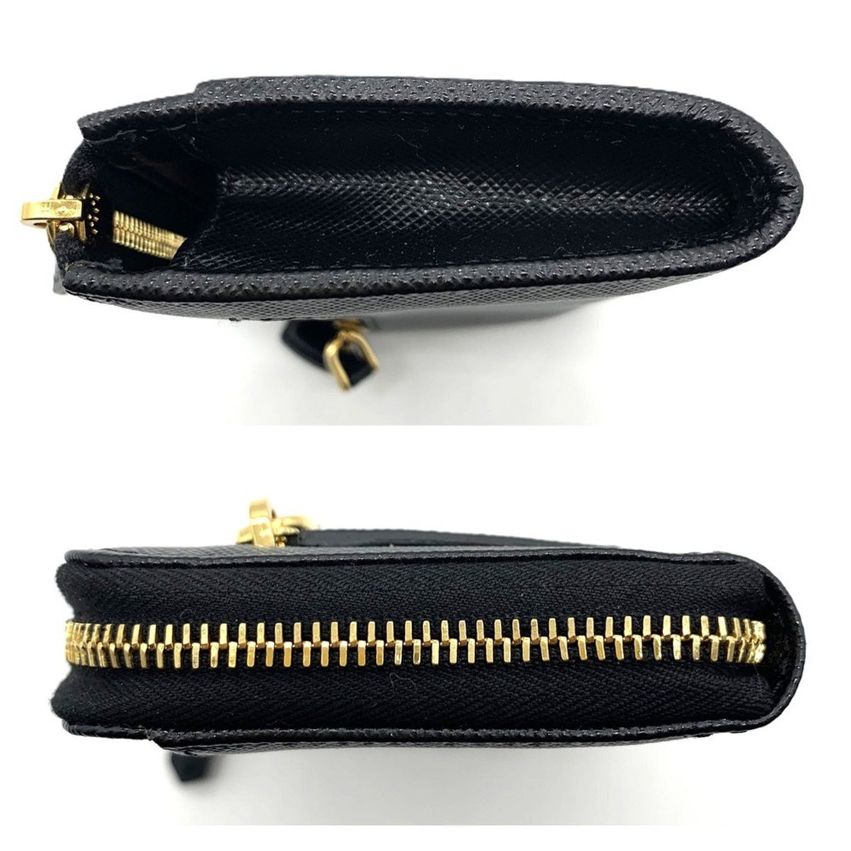Prada Saffiano Black Leather Coin Purse/Coin Case (Pre-Owned)