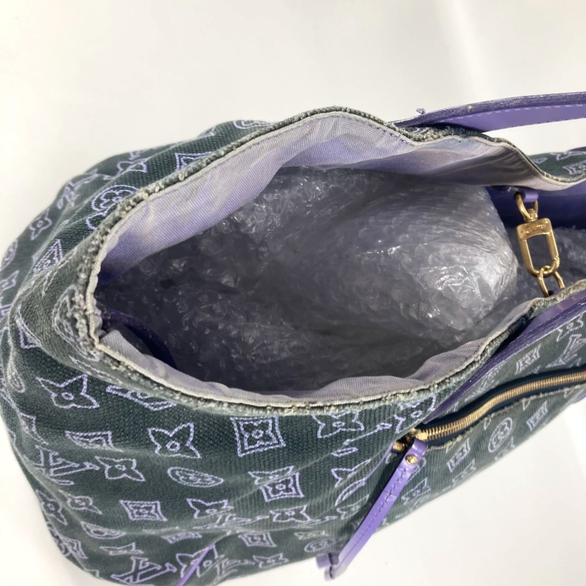 Louis Vuitton Purple Leather Canvas Shoulder Bag Tote Bag (Pre-Owned)