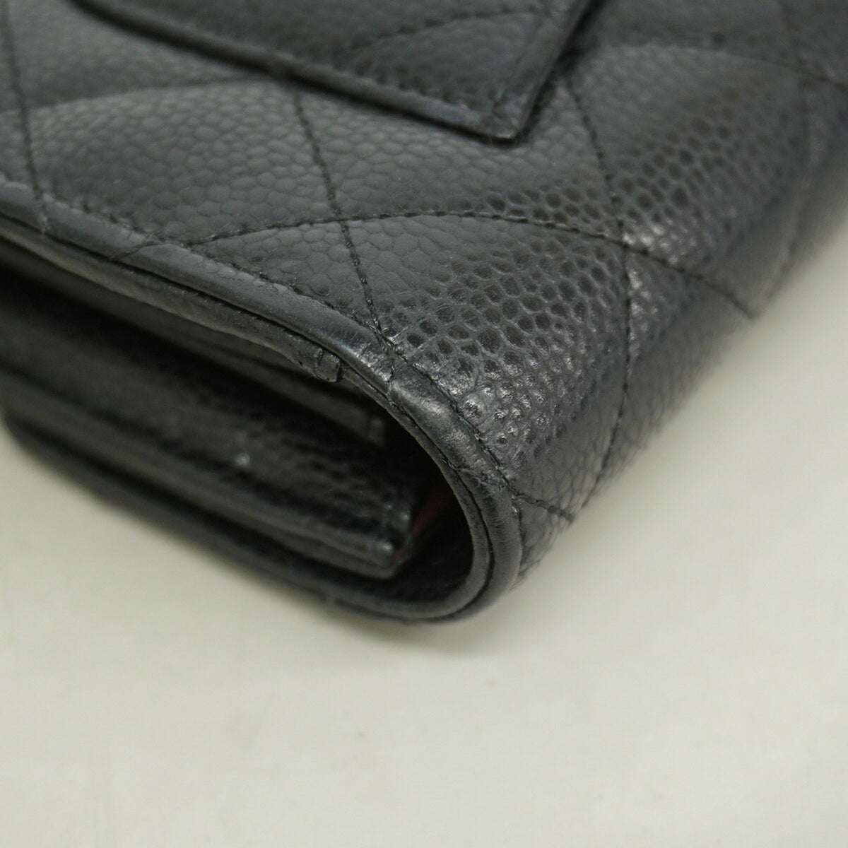 Chanel Black Grained Calfskin Long Wallet (Bi-Fold) (Pre-Owned)