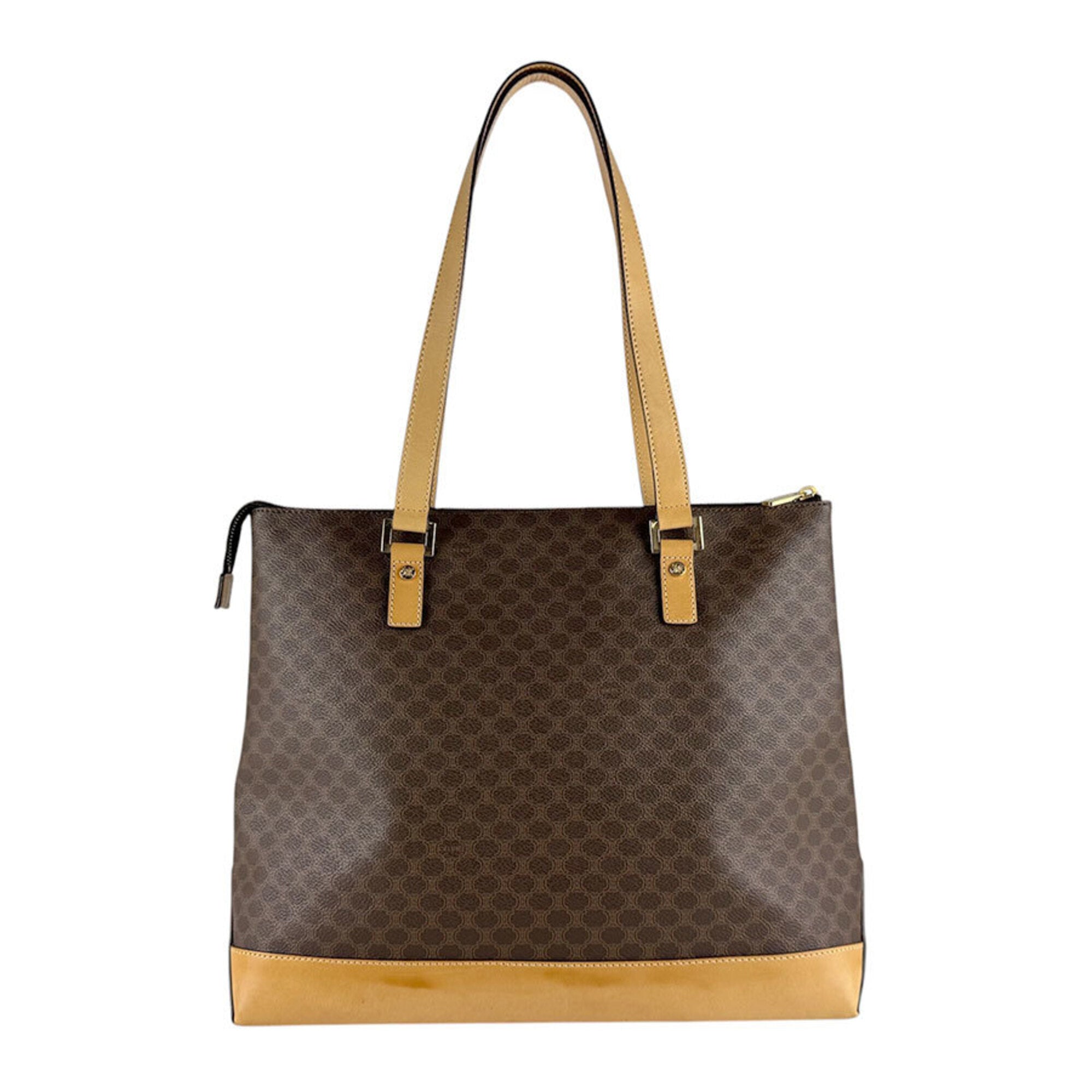Celine Brown Coated Canvas Shoulder Bag (Pre-Owned)