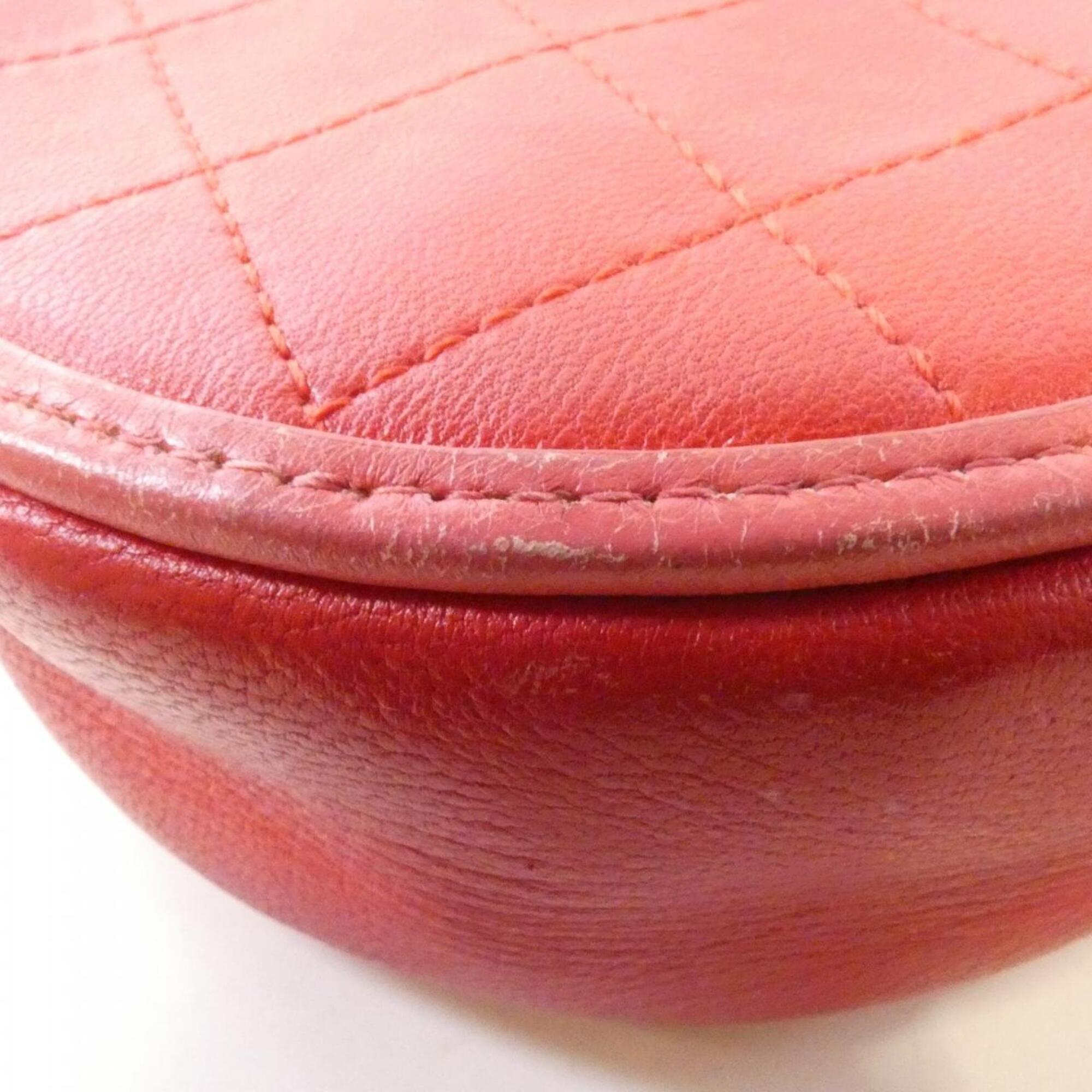 Chanel Pink Red Color Leather Shoulder Bag (Pre-Owned)
