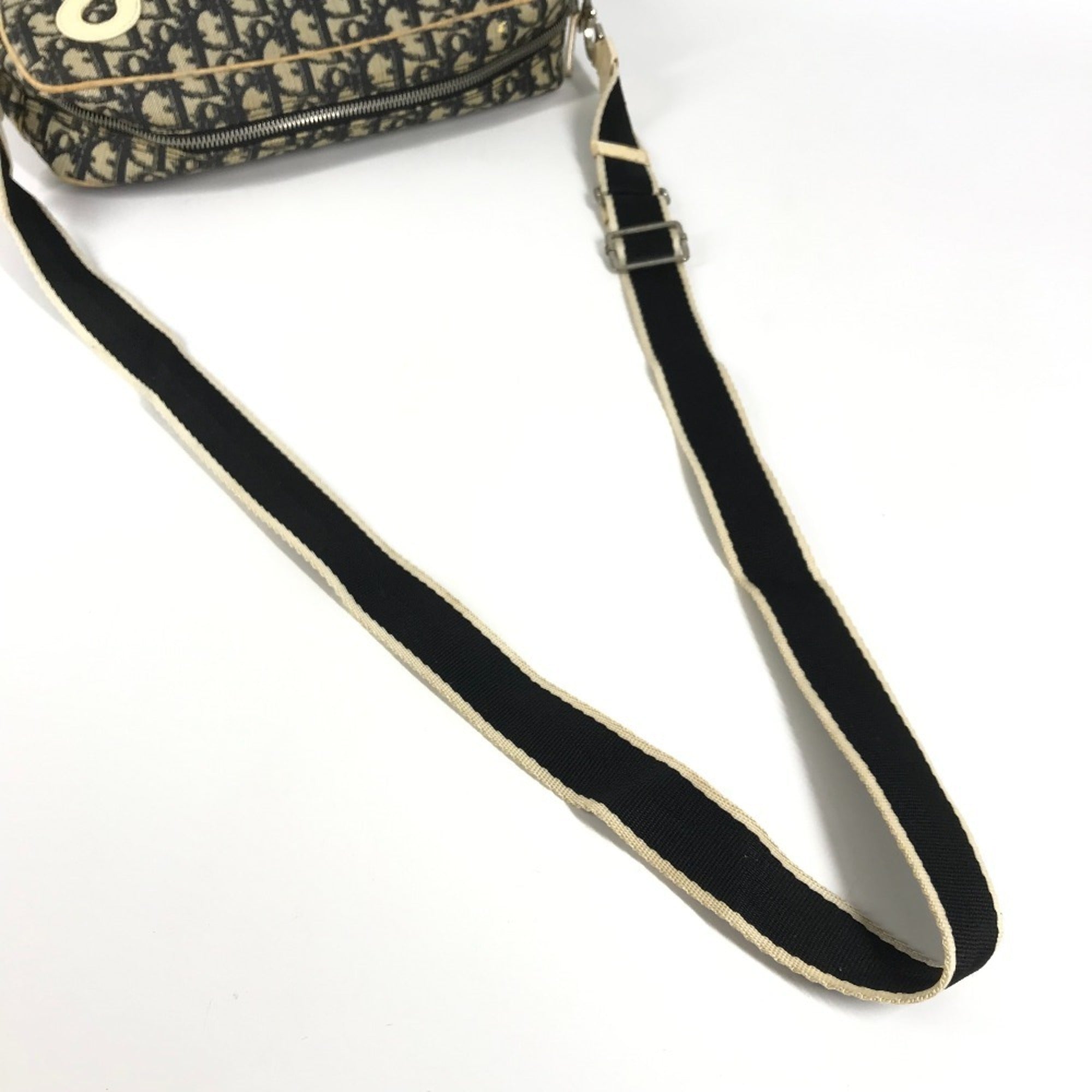 Christian Dior Black White Canvas Pvc Suede Leather Pochette Shoulder Bag (Pre-Owned)