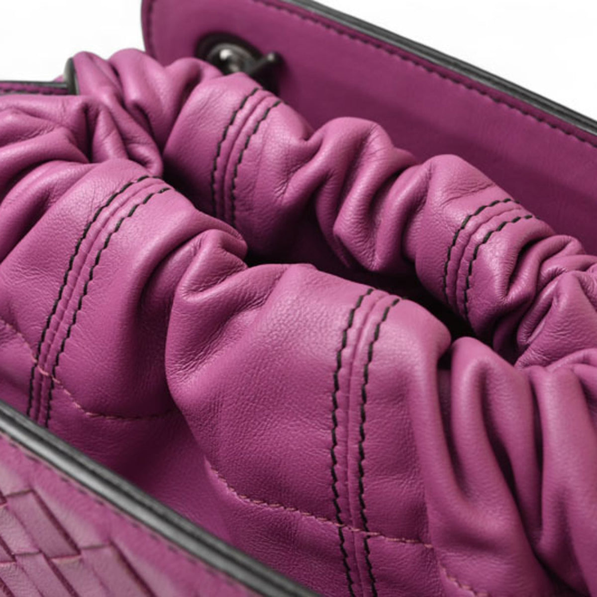 Bottega Veneta Purple Leather Handbag Shoulder Bag (Pre-Owned)
