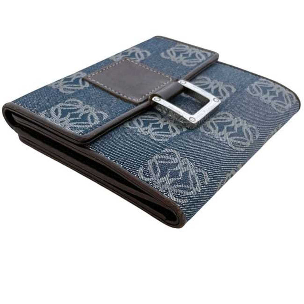 Loewe Blue Brown Canvas Leather Wallet (Bi-Fold) (Pre-Owned)