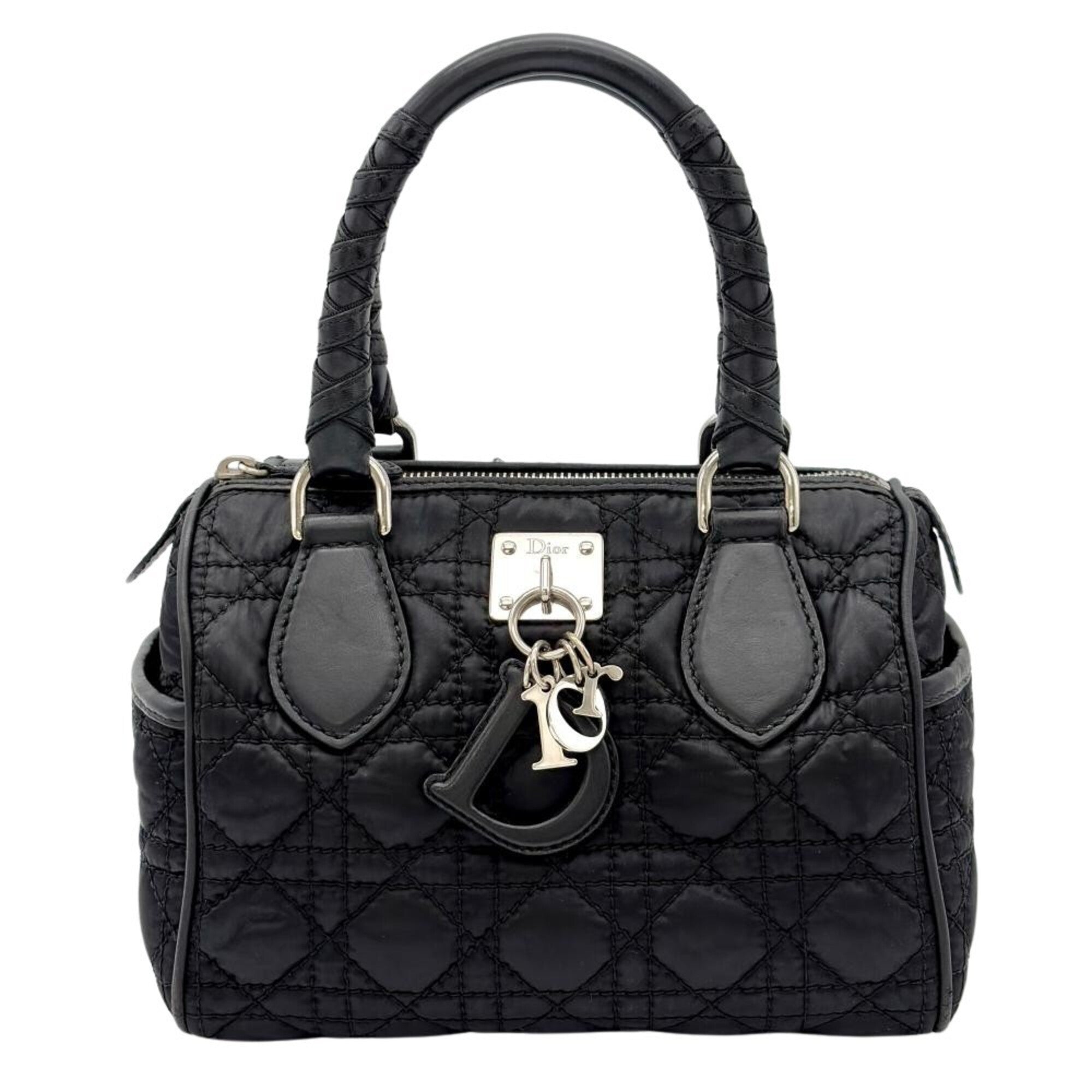 Christian Dior Lovely Black Nylon Leather Handbag (Pre-Owned)