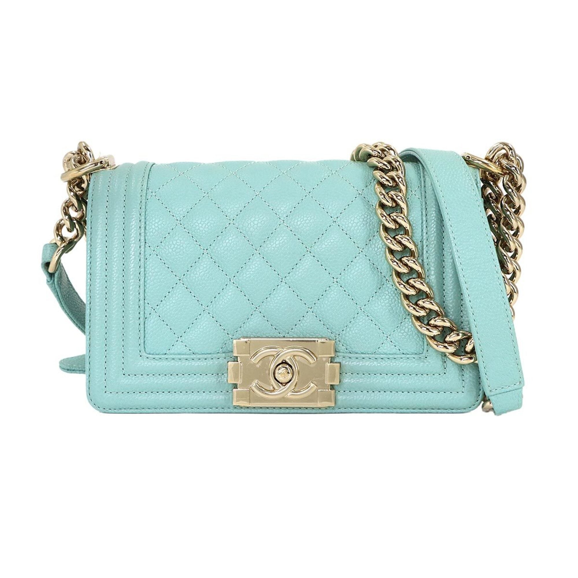 Chanel Blue Grained Calfskin Handbag Shoulder Bag (Pre-Owned)
