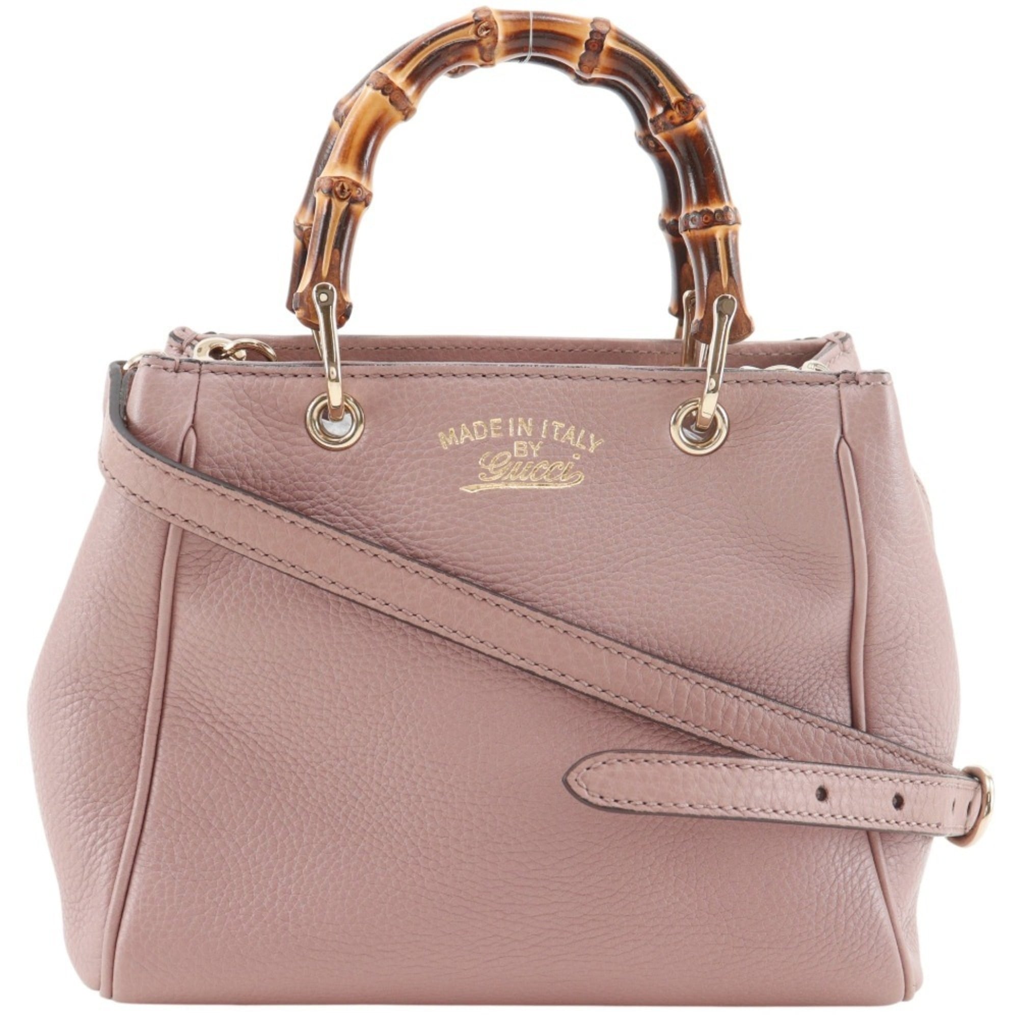 Gucci Pink Bamboo Leather Handbag (Pre-Owned)