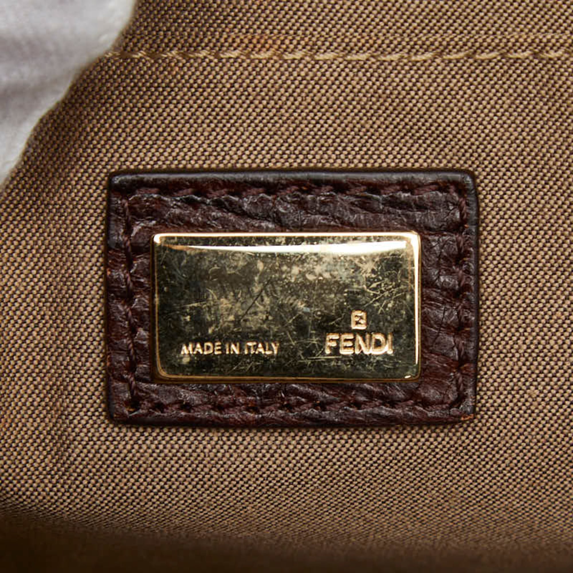 Fendi Brown Canvas Leather Shoulder Bag (Pre-Owned)
