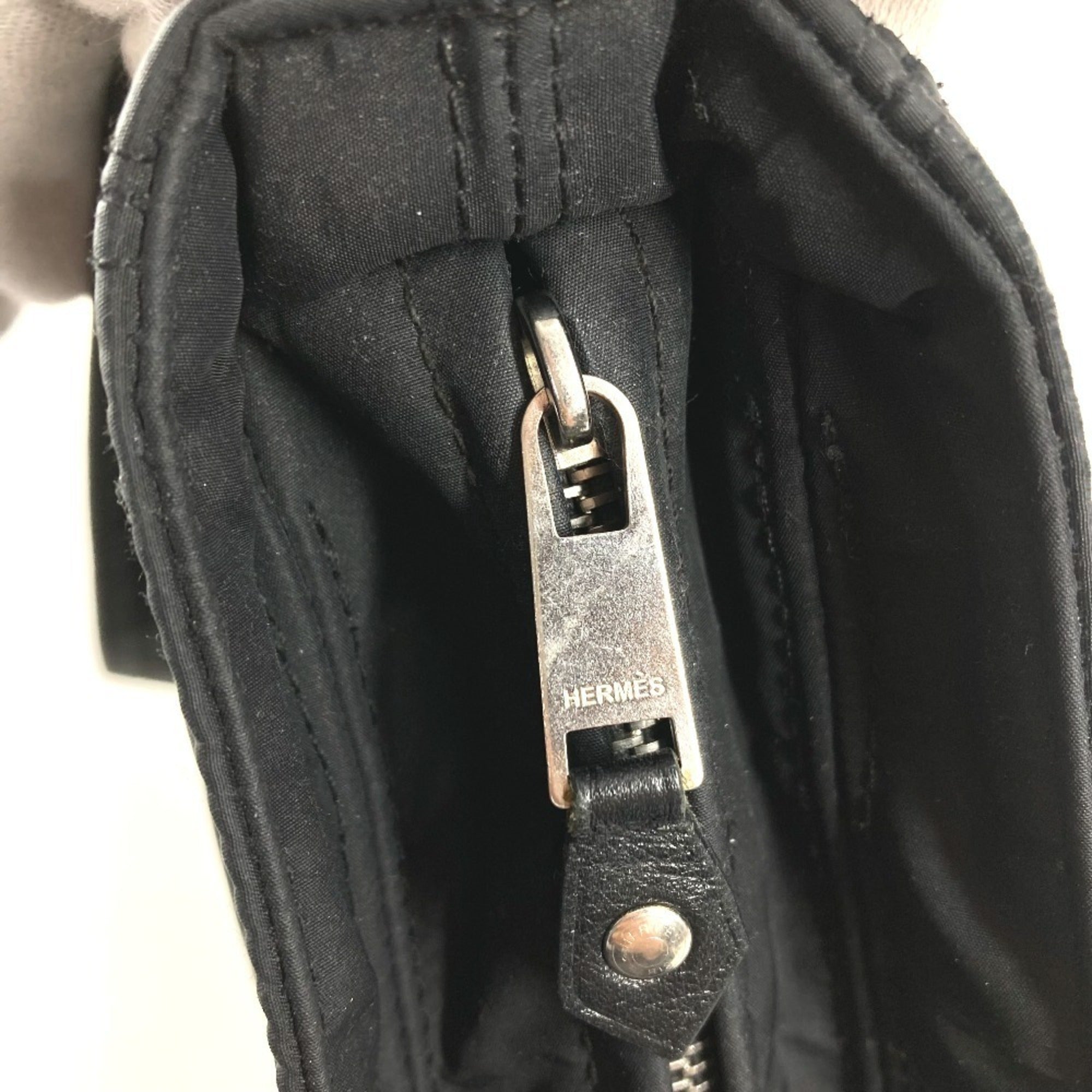 Hermes Black Nylon Pochette Shoulder Bag (Pre-Owned)