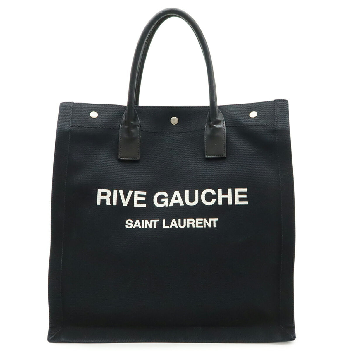 Yves Saint Laurent Black Canvas Leather Tote Bag (Pre-Owned)