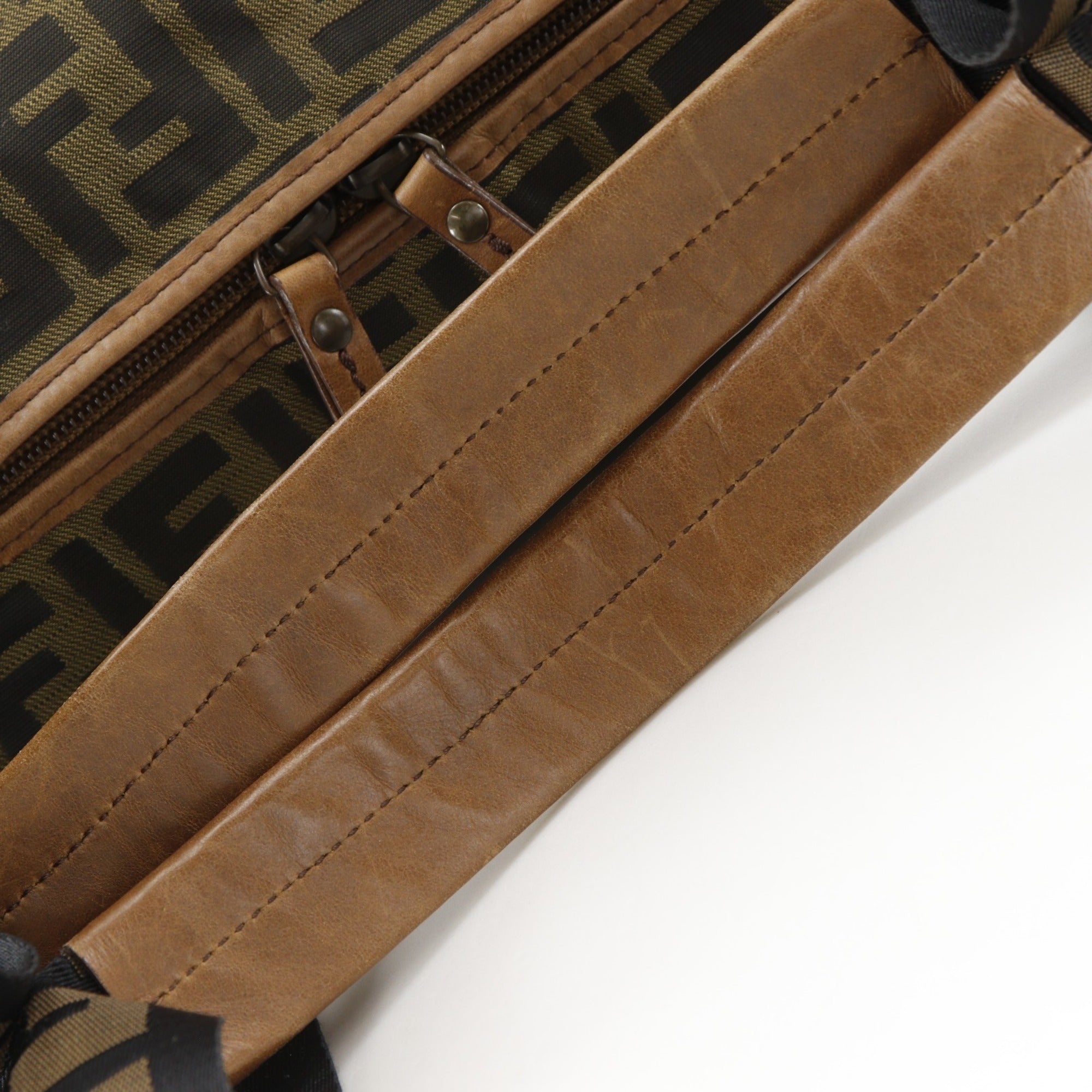 Fendi Zucca Brown Nylon Canvas Boston Bag (Pre-Owned)