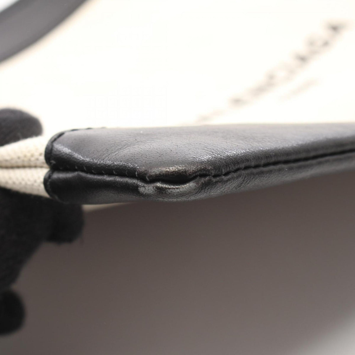 Balenciaga Black Ivory Canvas Leather Clutch Bag Handbag (Pre-Owned)