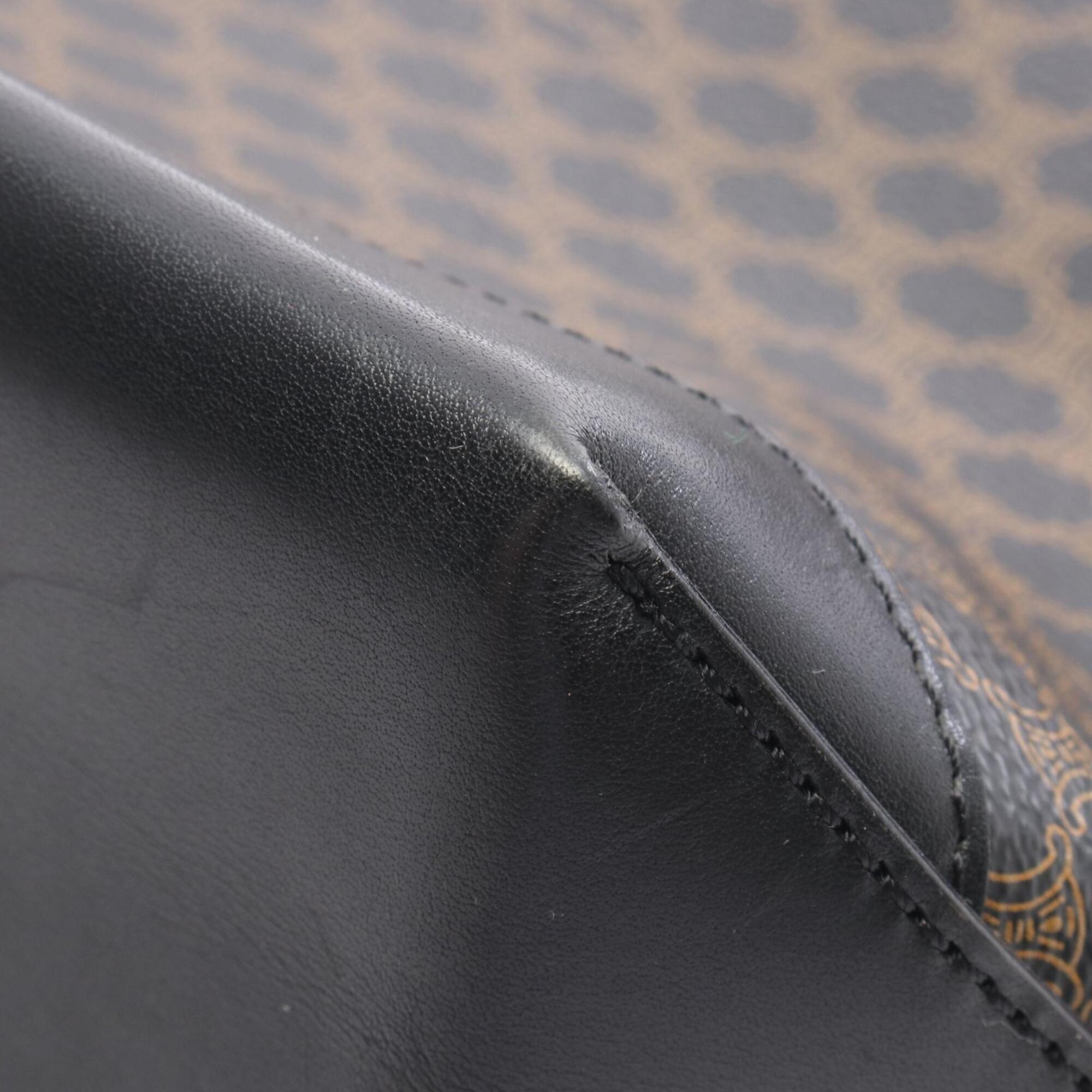 Celine Black Brown Coated Canvas Leather Handbag Tote Bag (Pre-Owned)