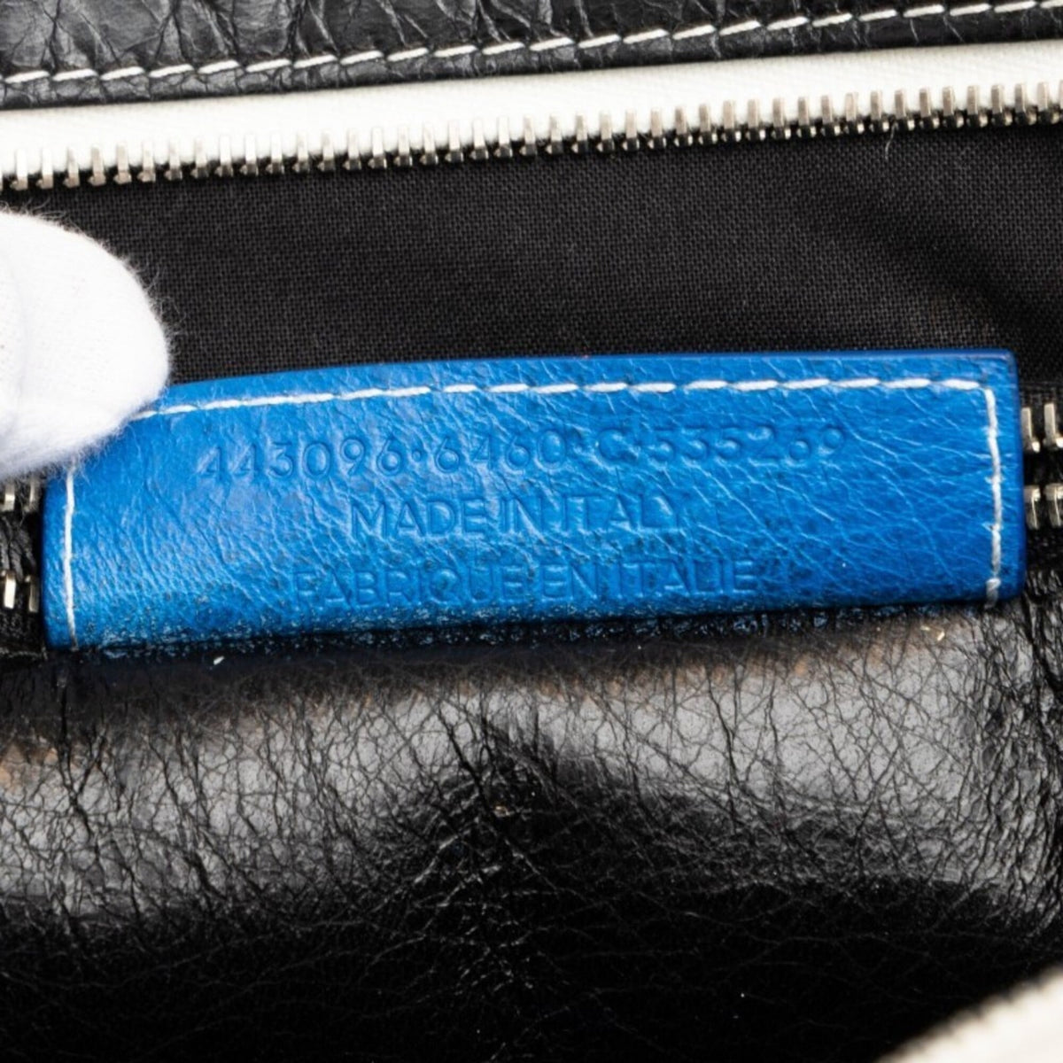 Balenciaga Black Blue White Leather Handbag Shoulder Bag (Pre-Owned)