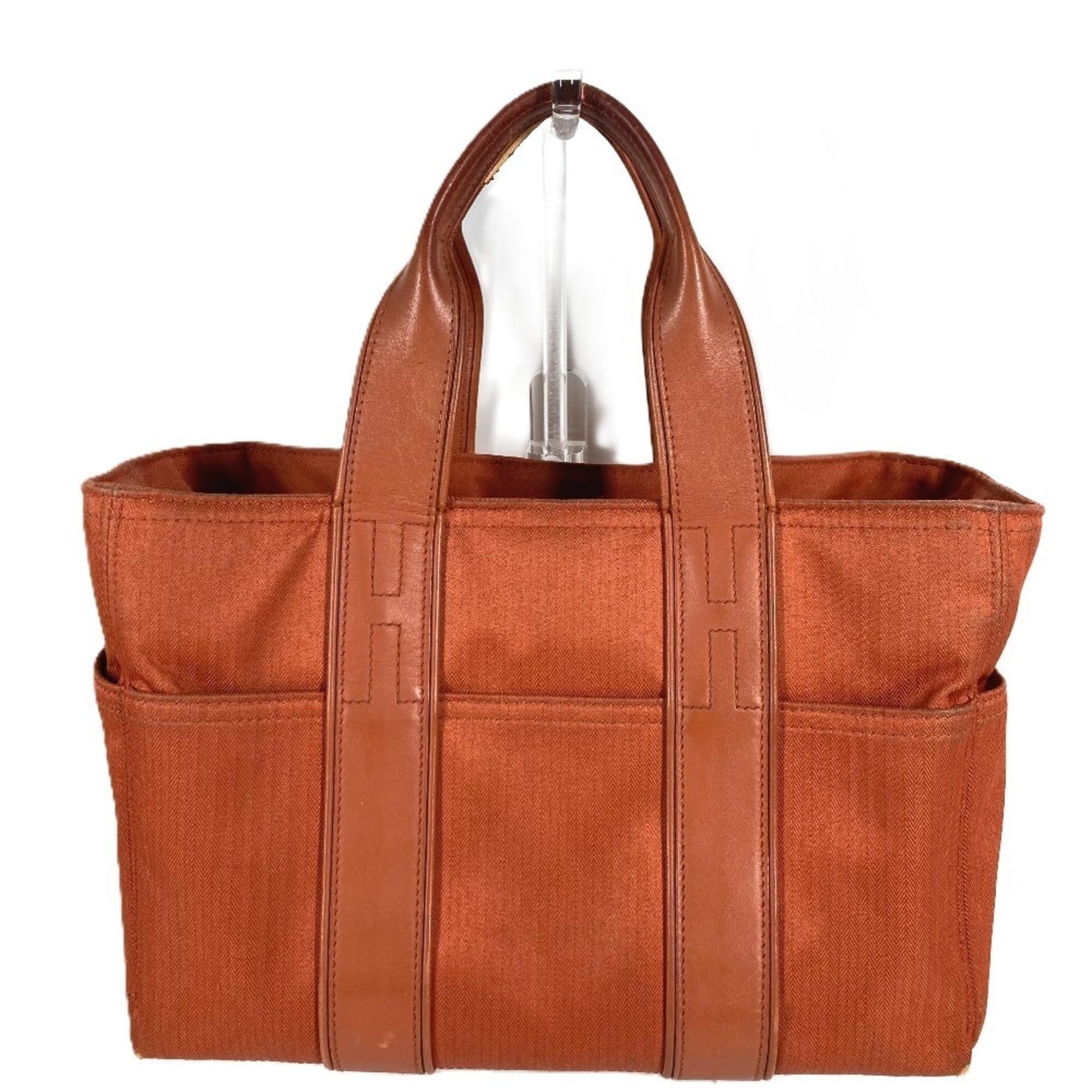 Hermes Orange Cotton Handbag Tote Bag (Pre-Owned)