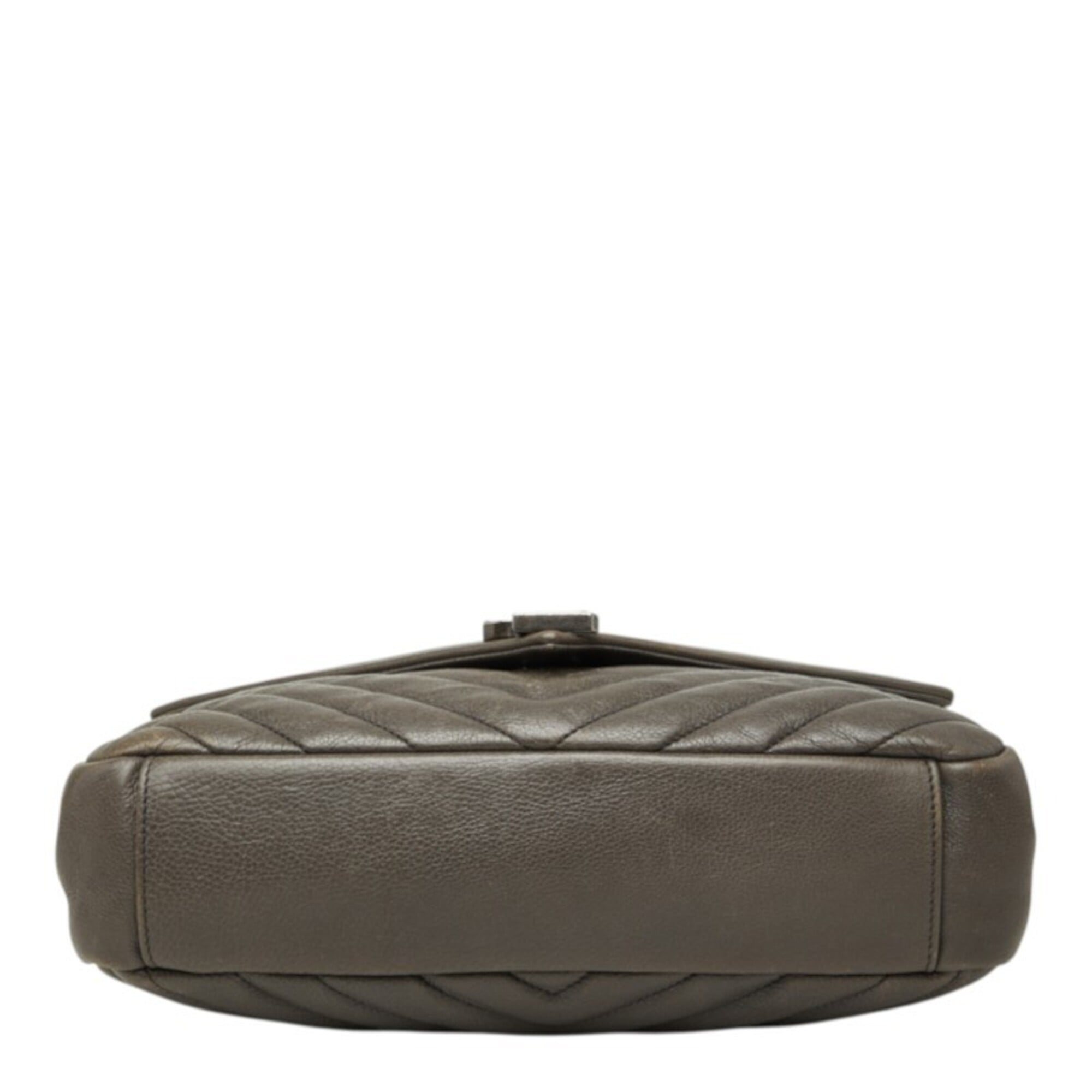 Saint Laurent Brown Gray Leather Handbag Shoulder Bag (Pre-Owned)