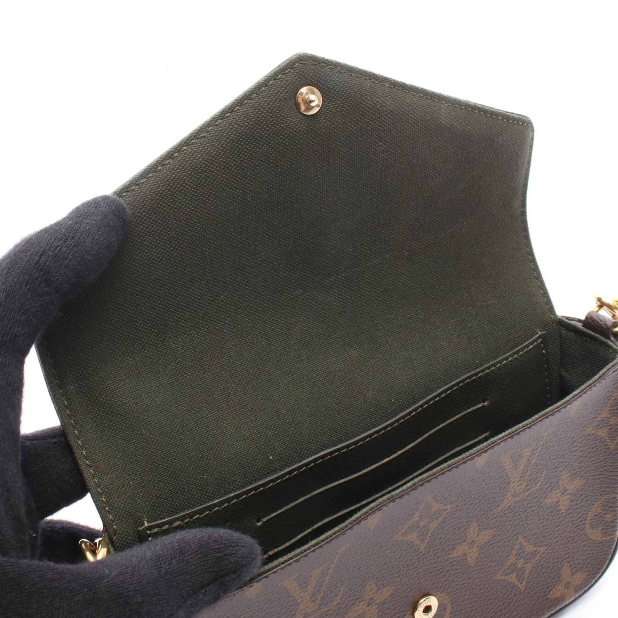 Louis Vuitton Brown Green Monogram Coated Canvas Handbag Pochette Shoulder Bag (Pre-Owned)