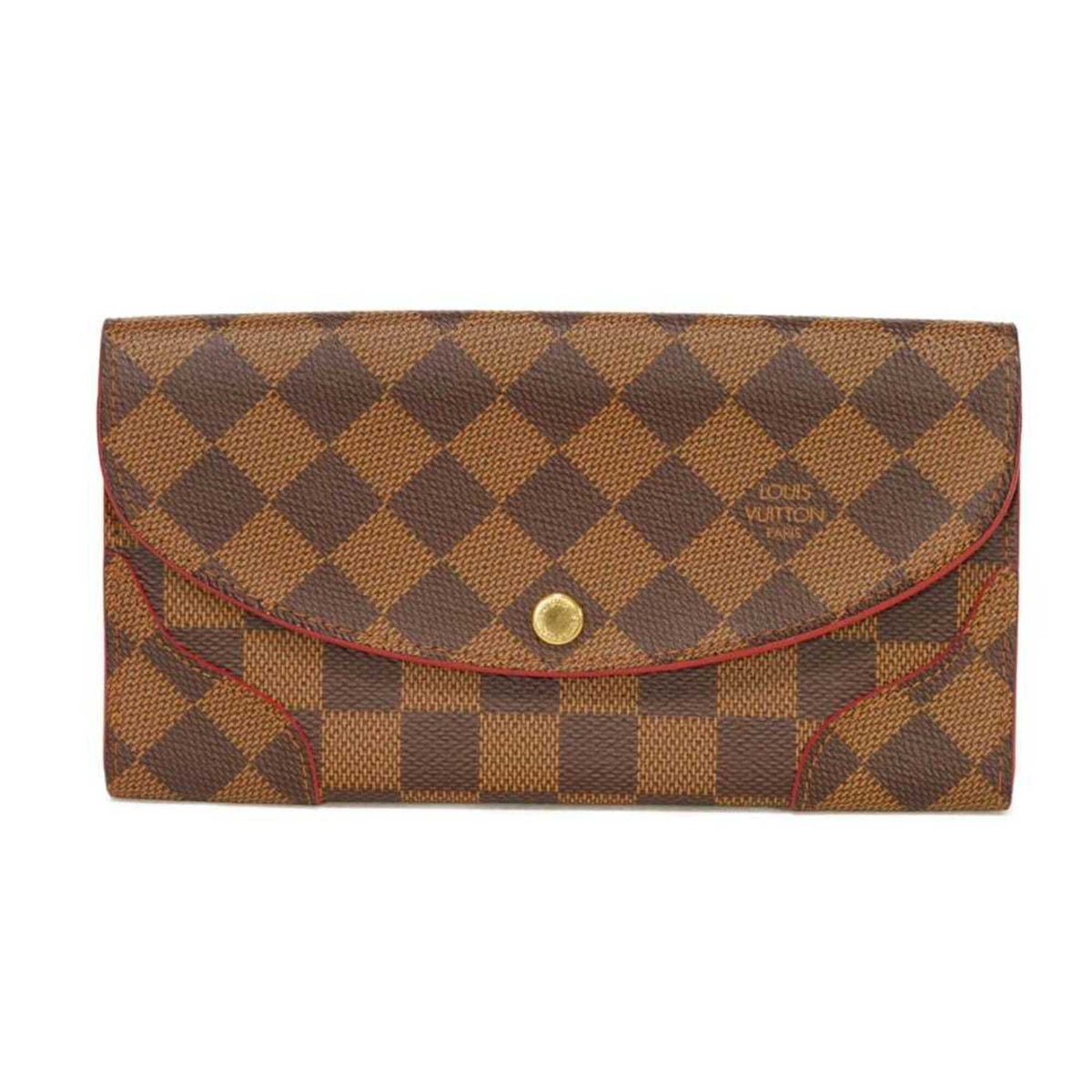 Louis Vuitton Brown Cerise Damier Canvas Ebene Red Color Damier Canvas Long Wallet (Bi-Fold) (Pre-Owned)