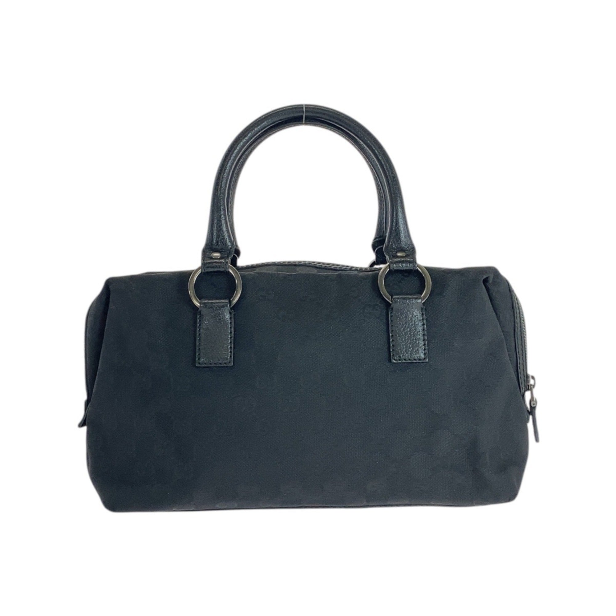 Gucci Black Gg Canvas Leather Handbag Tote Bag (Pre-Owned)