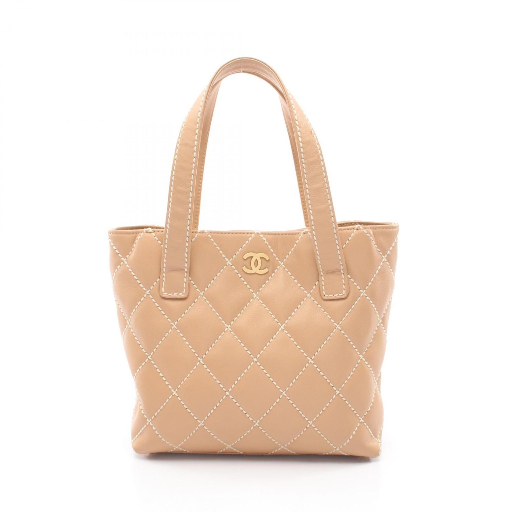 Chanel Beige Leather Handbag Tote Bag (Pre-Owned)