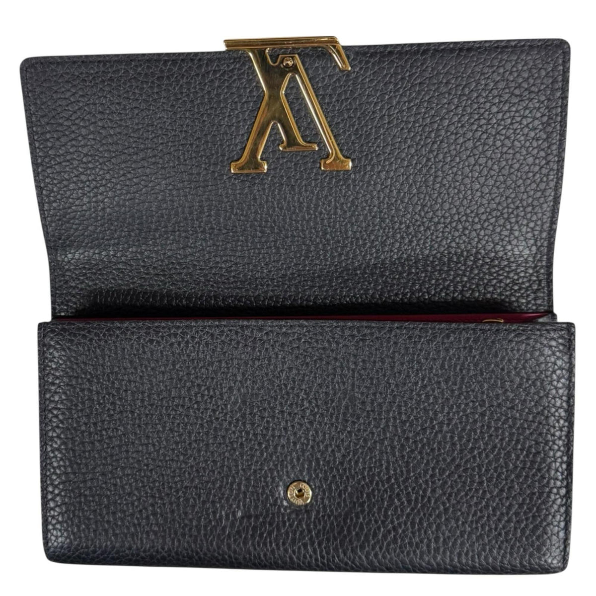 Louis Vuitton Black Noir Leather Long Wallet (Bi-Fold) (Pre-Owned)
