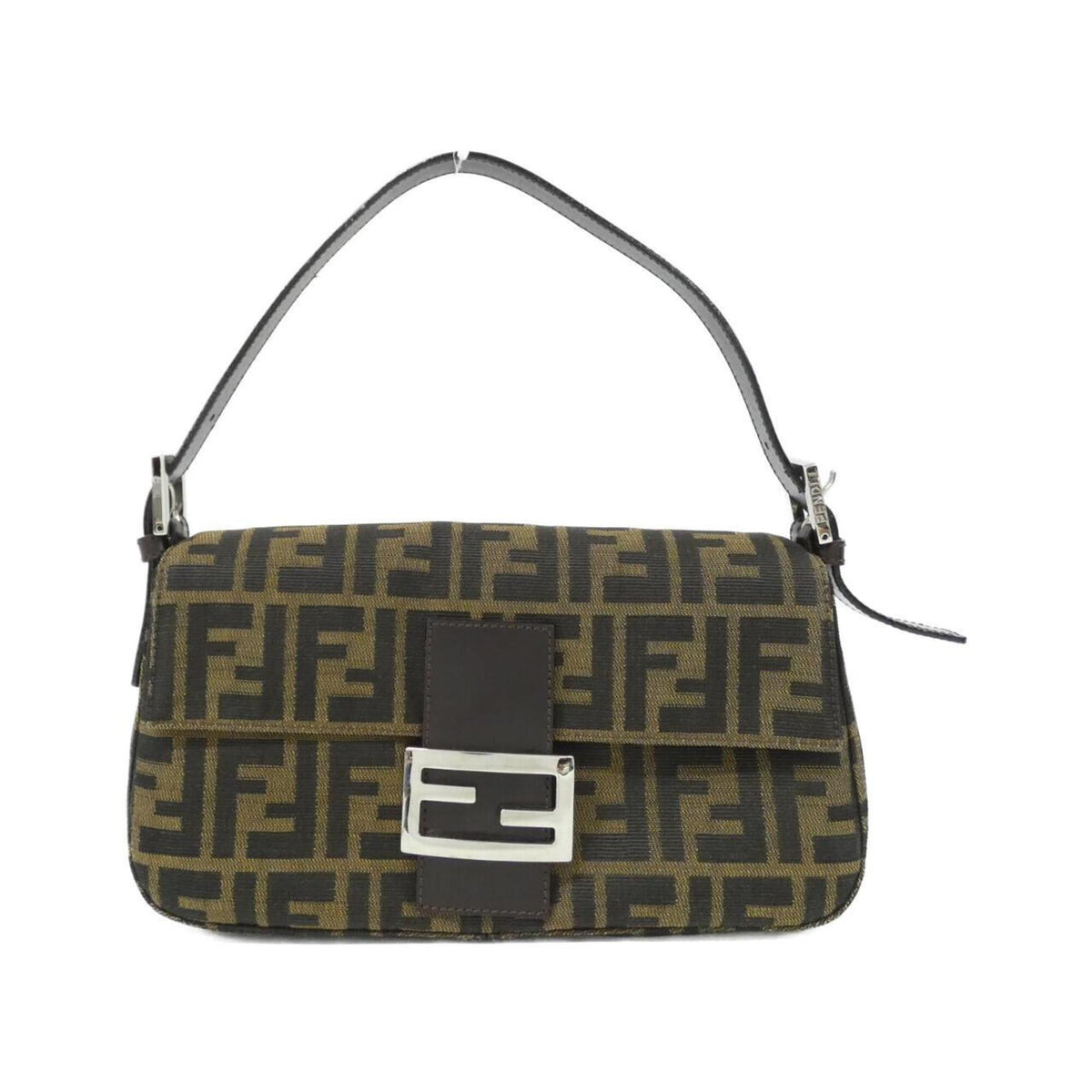 Fendi Baguette Silver Canvas Shoulder Bag (Pre-Owned)