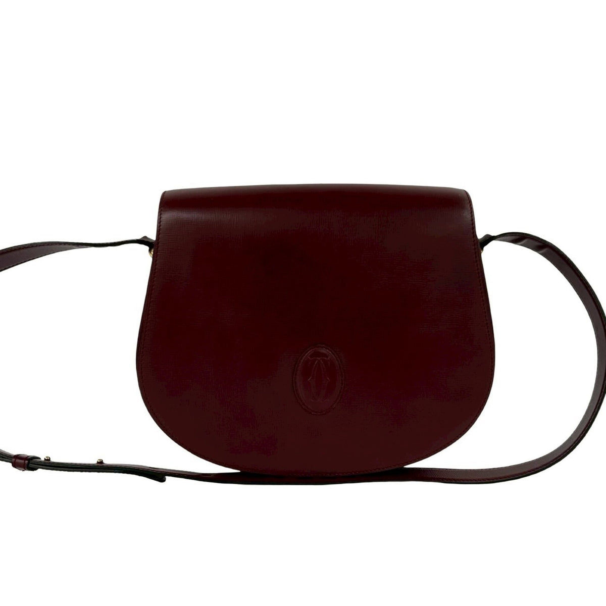 Cartier Wine Red Leather Pochette Shoulder Bag (Pre-Owned)