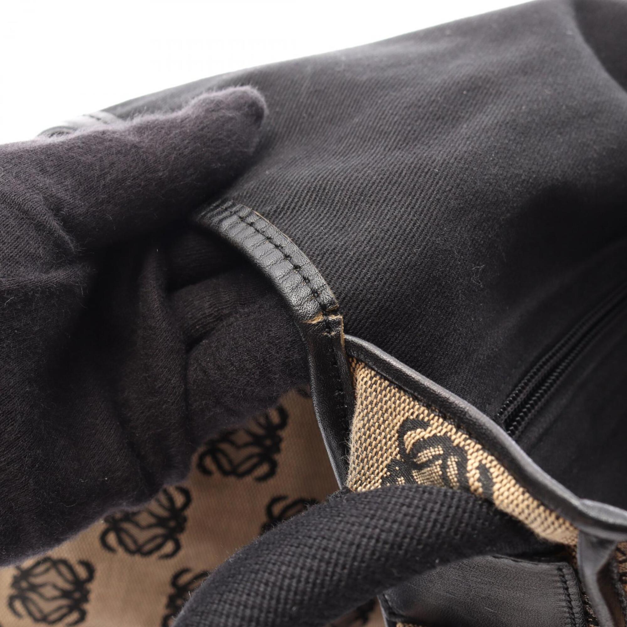 Loewe Beige Black Canvas Handbag Shoulder Bag (Pre-Owned)